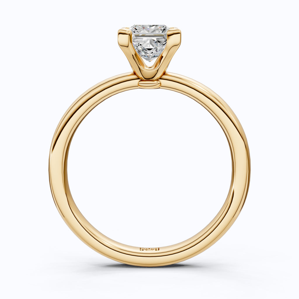 Timeless Princess Four-Prong Solitaire Engagement Ring in 14K Solid Gold, 0.70 CT Princess Cut Lab Grown Diamond, Anniversary Gift for Her, Bridal Jewelry