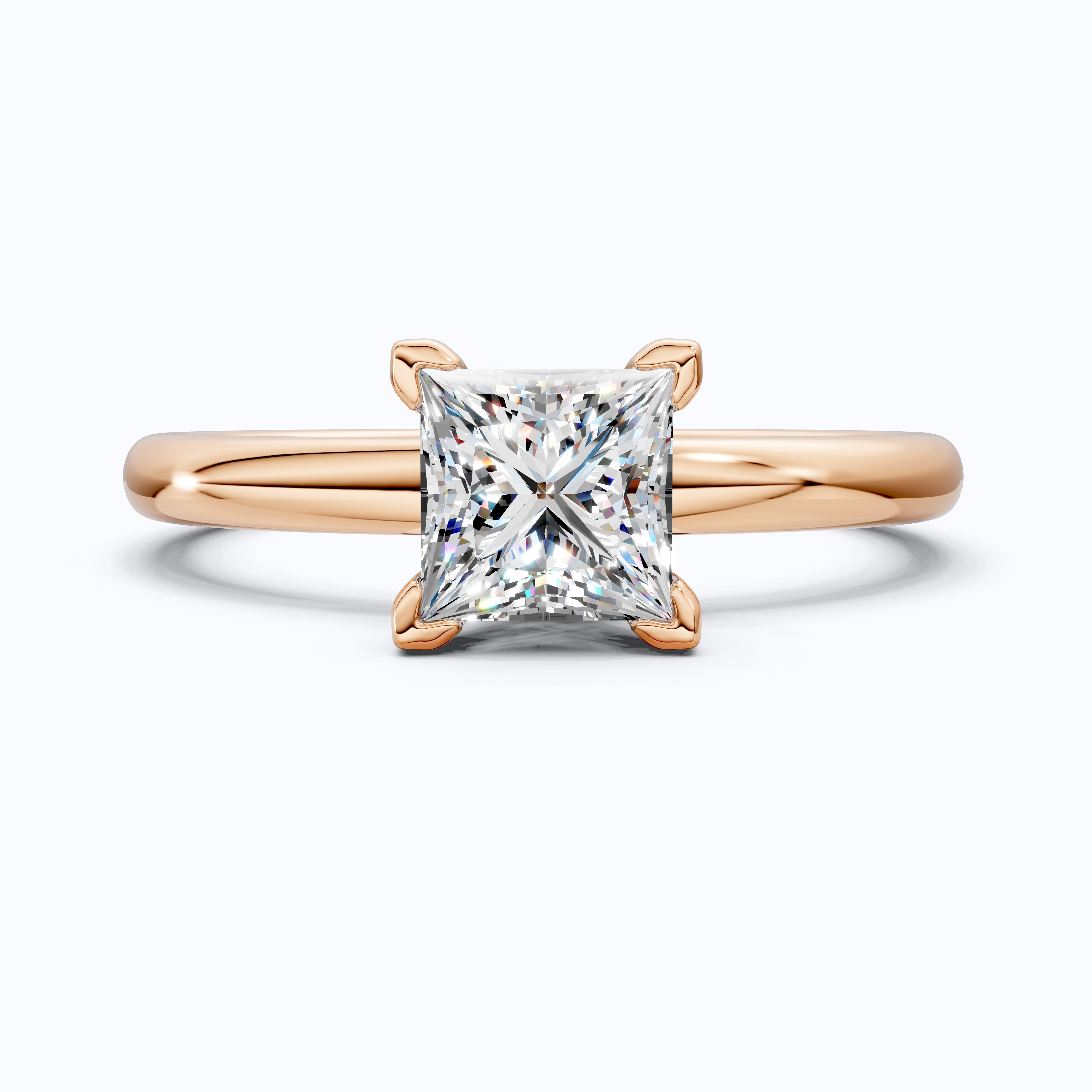 Timeless Princess Four-Prong Solitaire Engagement Ring in 14K Solid Gold, 0.70 CT Princess Cut Lab Grown Diamond, Anniversary Gift for Her, Bridal Jewelry