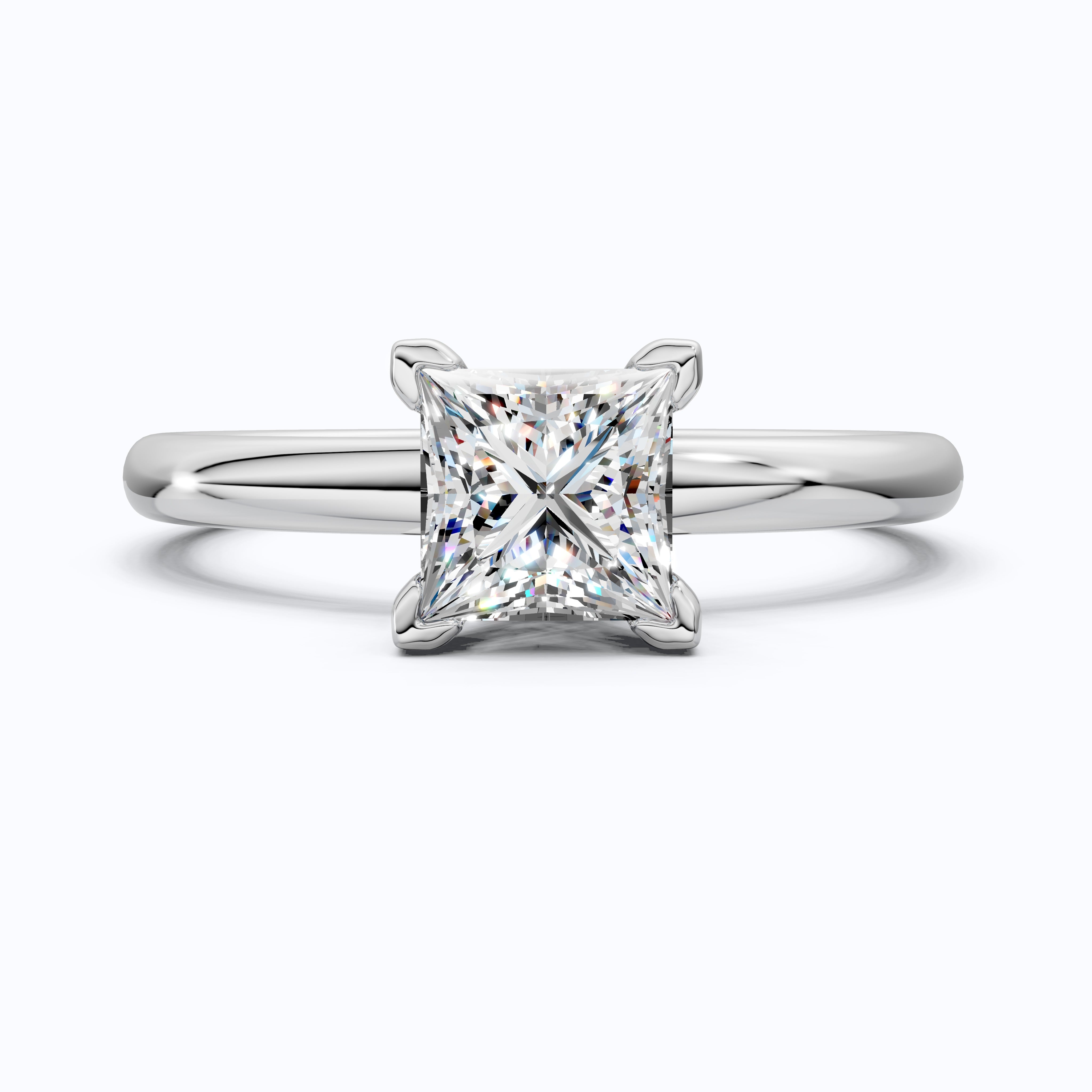 Timeless Princess Four-Prong Solitaire Engagement Ring in 14K Solid Gold, 0.70 CT Princess Cut Lab Grown Diamond, Anniversary Gift for Her, Bridal Jewelry