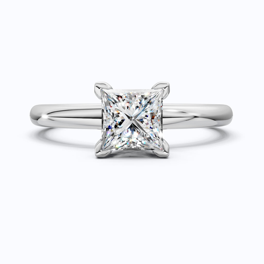 Timeless Princess Four-Prong Solitaire Engagement Ring in 14K Solid Gold, 0.70 CT Princess Cut Lab Grown Diamond, Anniversary Gift for Her, Bridal Jewelry