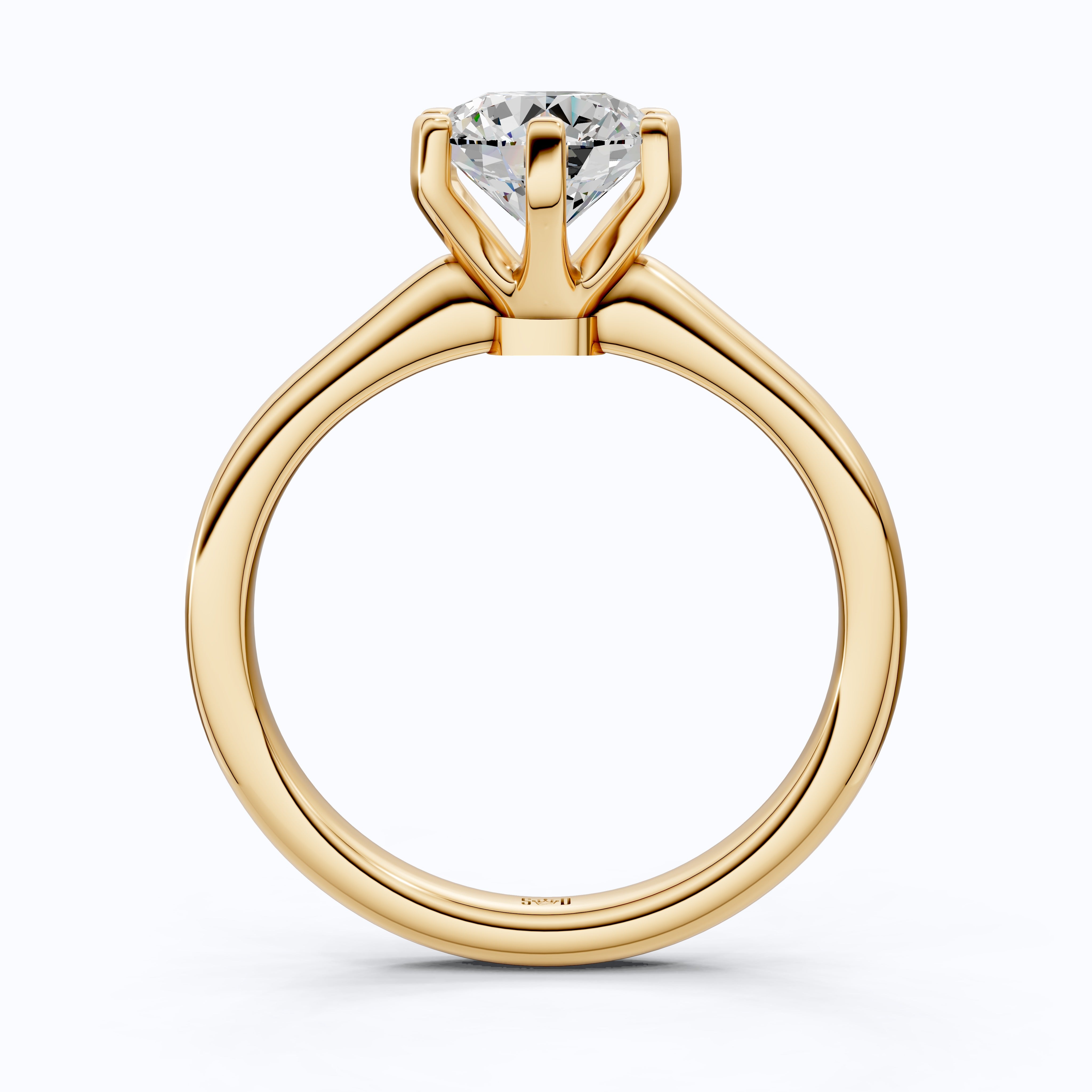 Modern Six-Prong Solitaire Engagement Ring 14K Solid Gold, 1.25 CT Round Cut Lab Created Diamond, Gift for Her, Everyday Jewelry
