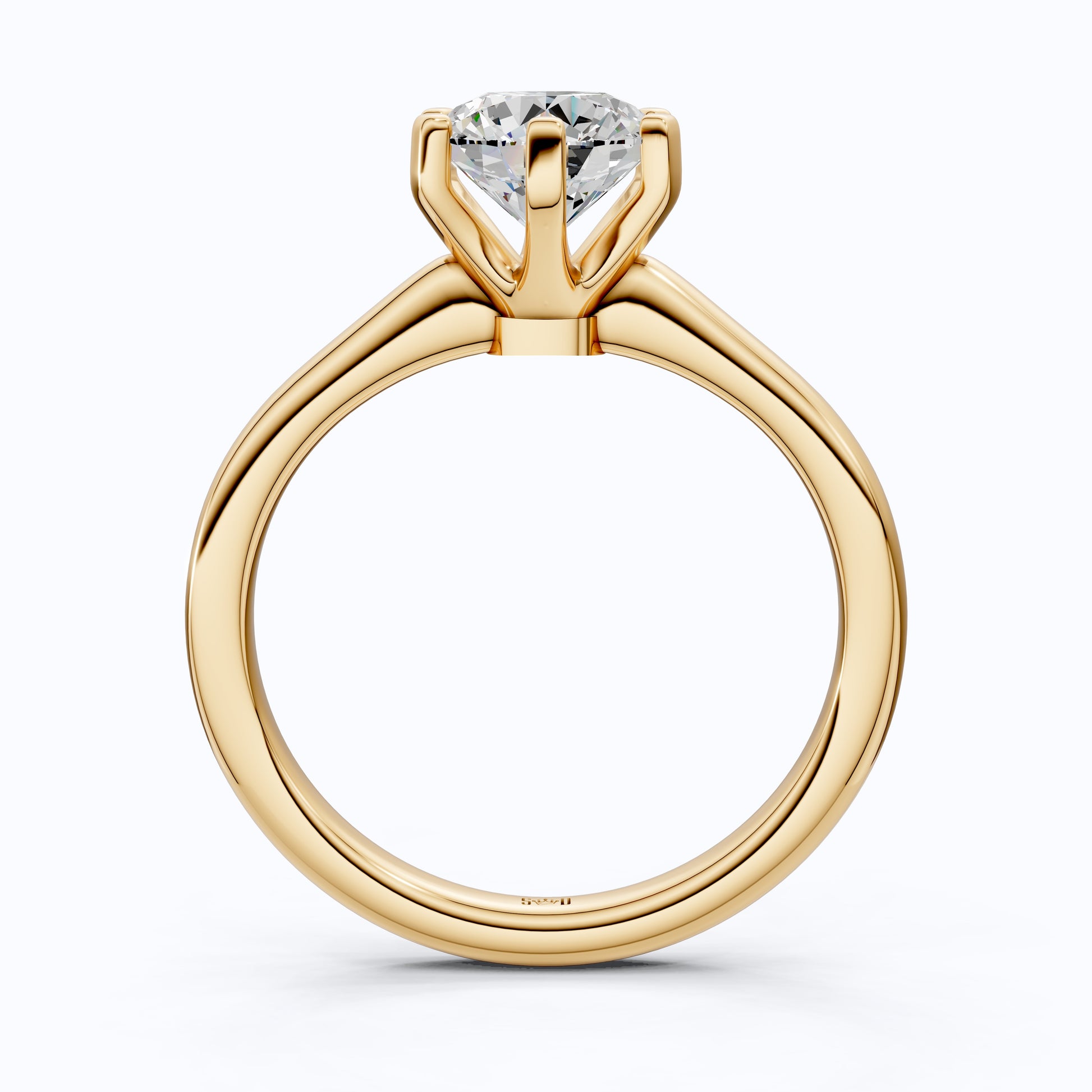Modern Six-Prong Solitaire Engagement Ring 14K Solid Gold, 1.25 CT Round Cut Lab Created Diamond, Gift for Her, Everyday Jewelry