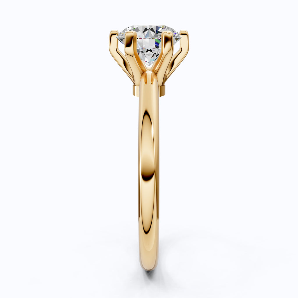 Modern Six-Prong Solitaire Engagement Ring 14K Solid Gold, 1.25 CT Round Cut Lab Created Diamond, Gift for Her, Everyday Jewelry