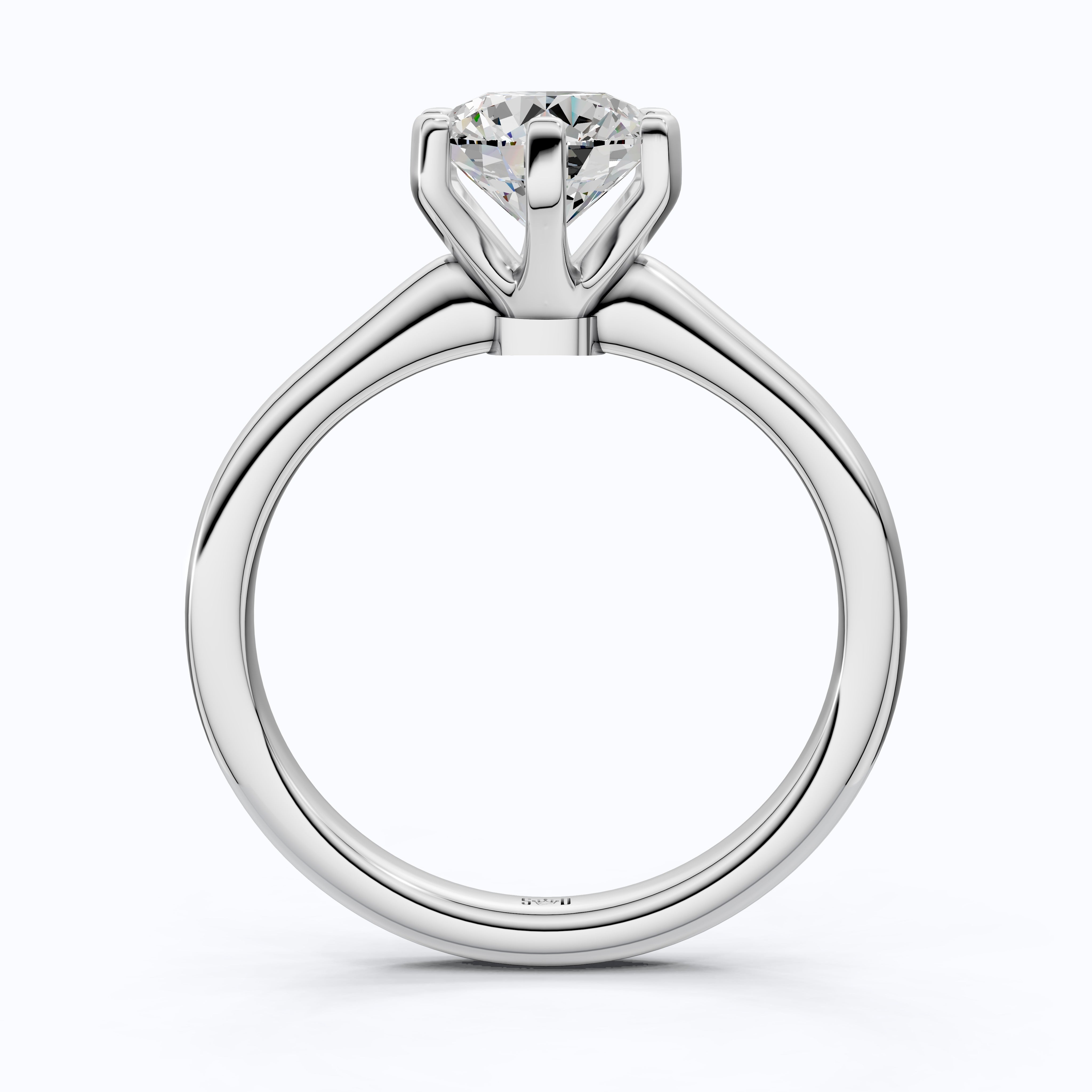 Modern Six-Prong Solitaire Engagement Ring 14K Solid Gold, 1.25 CT Round Cut Lab Created Diamond, Gift for Her, Everyday Jewelry