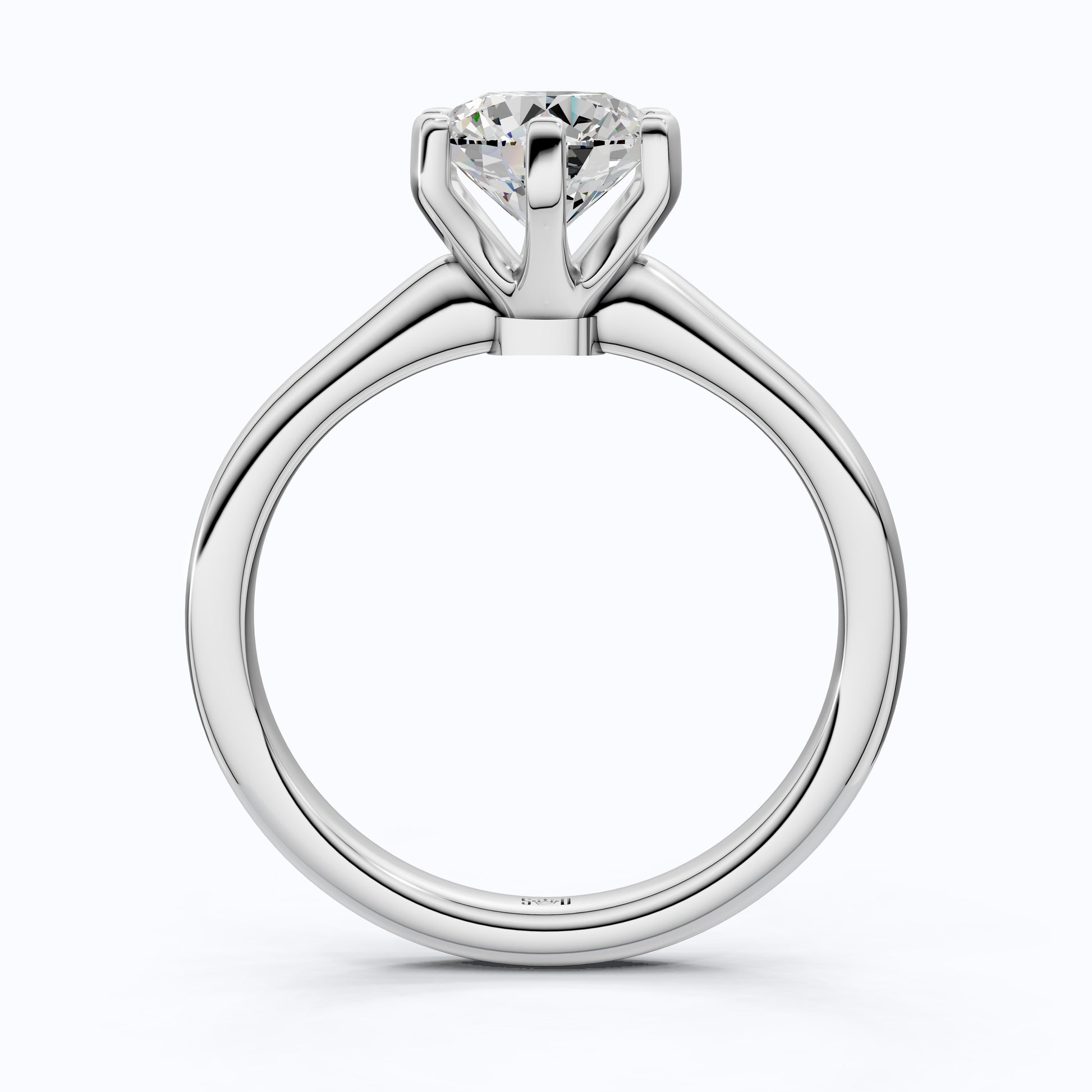 Modern Six-Prong Solitaire Engagement Ring 14K Solid Gold, 1.25 CT Round Cut Lab Created Diamond, Gift for Her, Everyday Jewelry