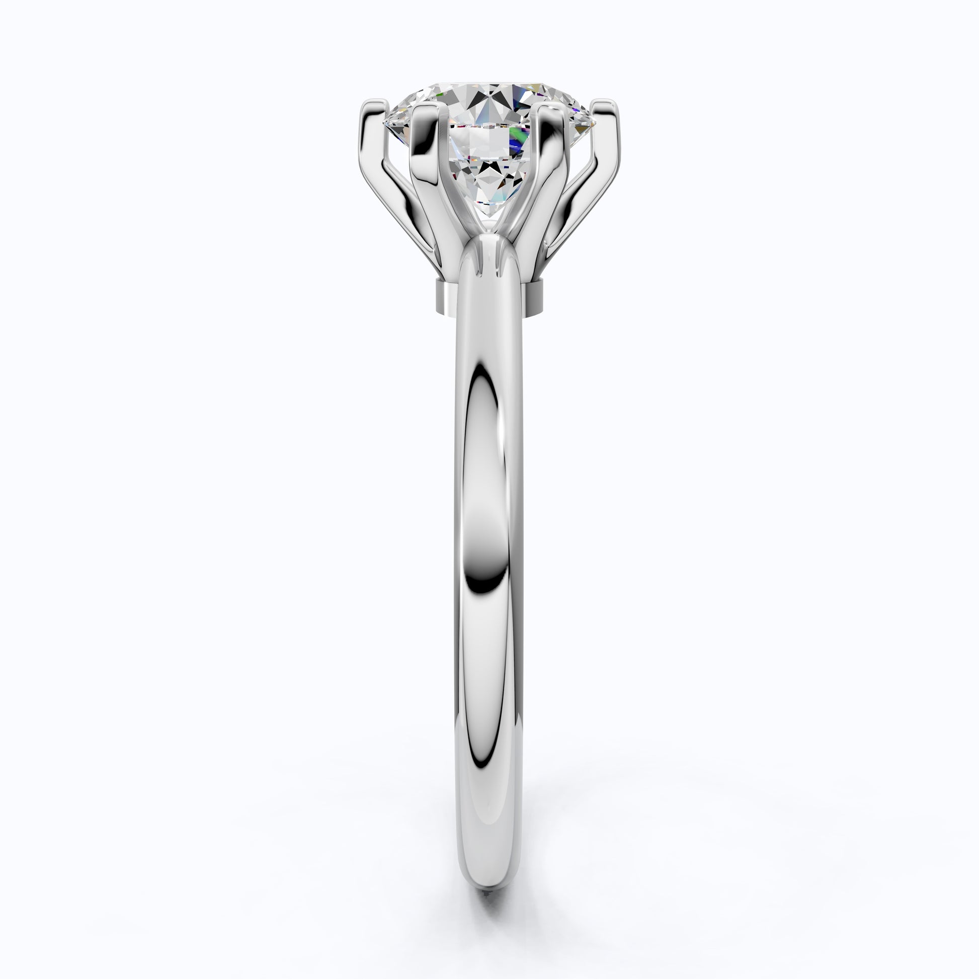 Modern Six-Prong Solitaire Engagement Ring 14K Solid Gold, 1.25 CT Round Cut Lab Created Diamond, Gift for Her, Everyday Jewelry