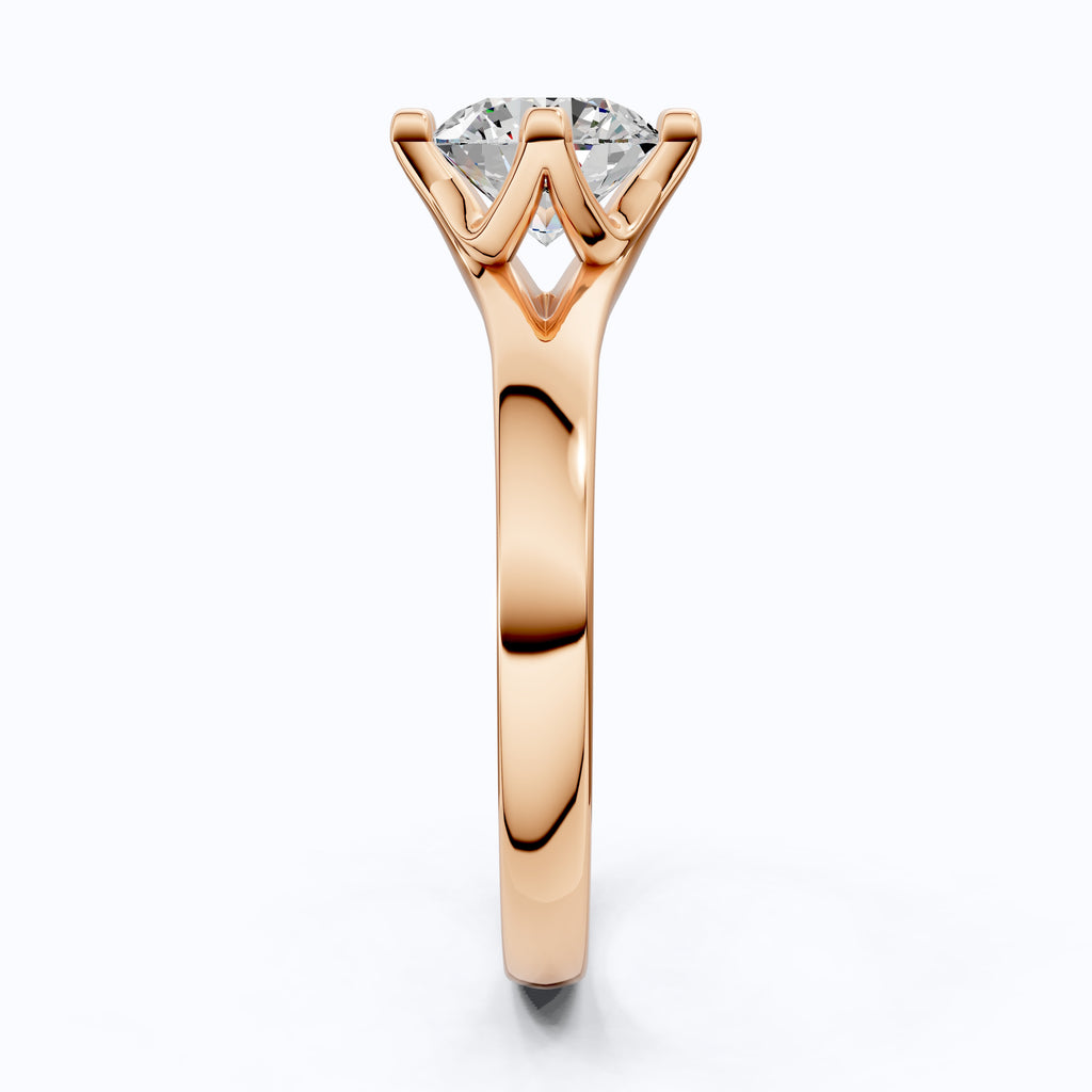 14K Rose Gold Solitaire Lab Diamond Engagement Ring– Wedding Gift for Her, Handmade Fine Jewelry