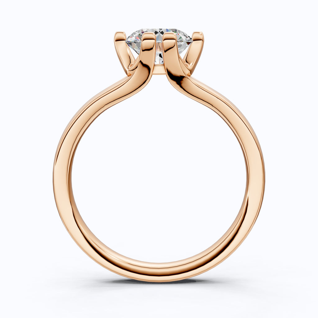 14K Rose Gold Solitaire Lab Diamond Engagement Ring– Wedding Gift for Her, Handmade Fine Jewelry