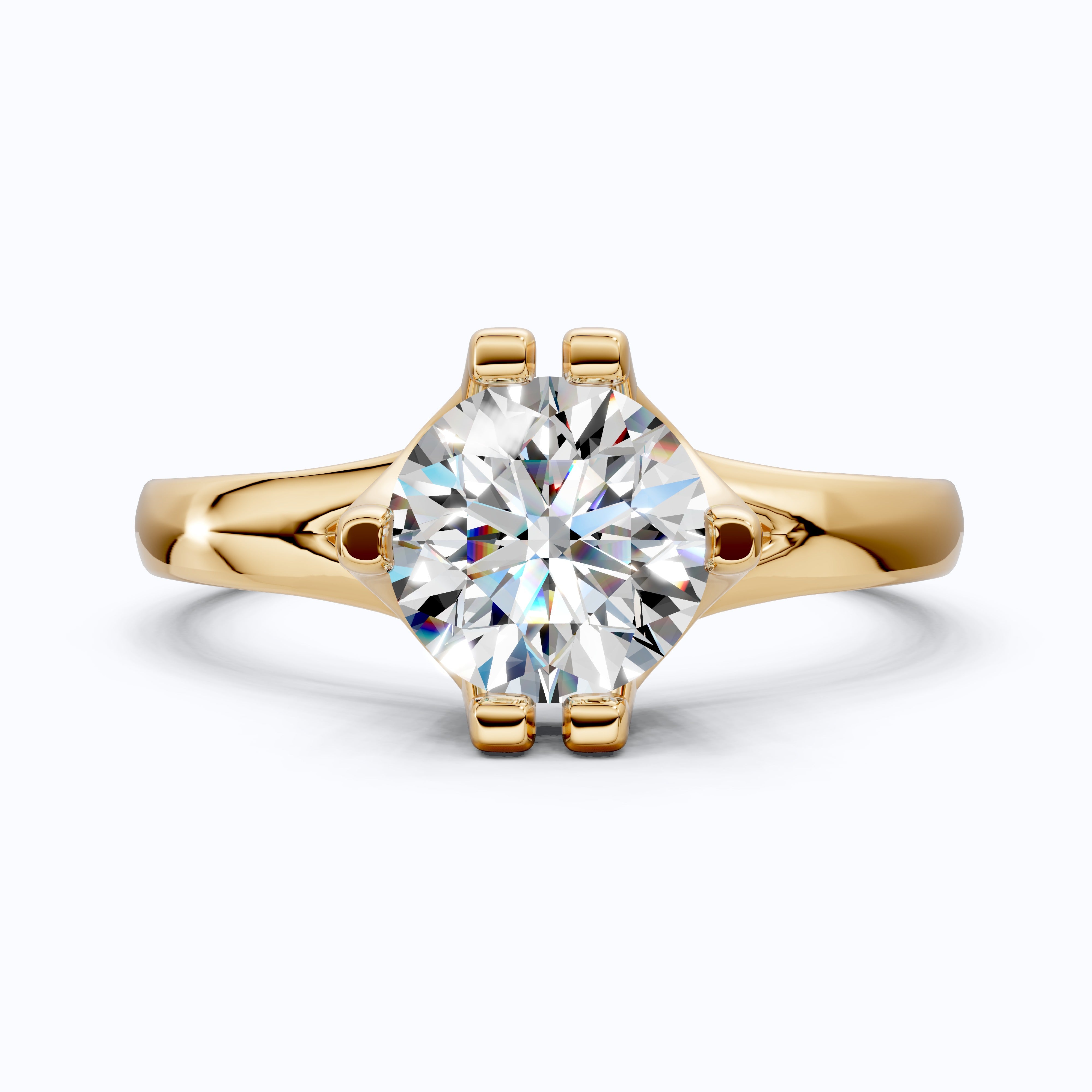 14K Rose Gold Solitaire Lab Diamond Engagement Ring– Wedding Gift for Her, Handmade Fine Jewelry