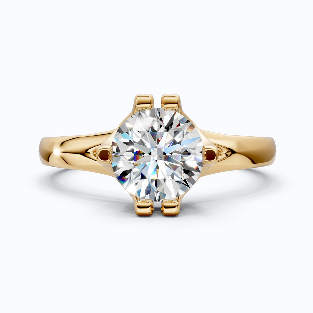 14K Rose Gold Solitaire Lab Diamond Engagement Ring– Wedding Gift for Her, Handmade Fine Jewelry