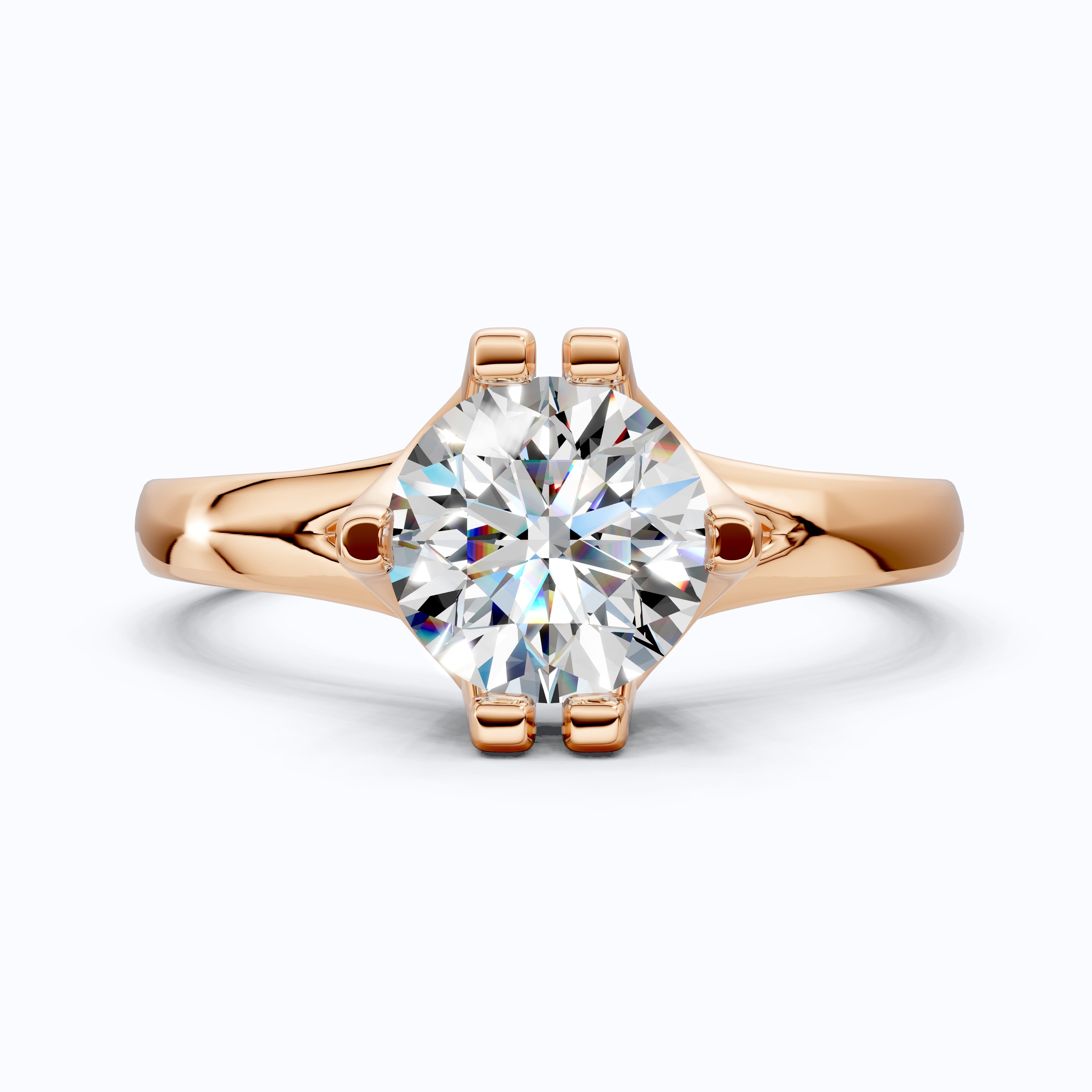 14K Rose Gold Solitaire Lab Diamond Engagement Ring– Wedding Gift for Her, Handmade Fine Jewelry
