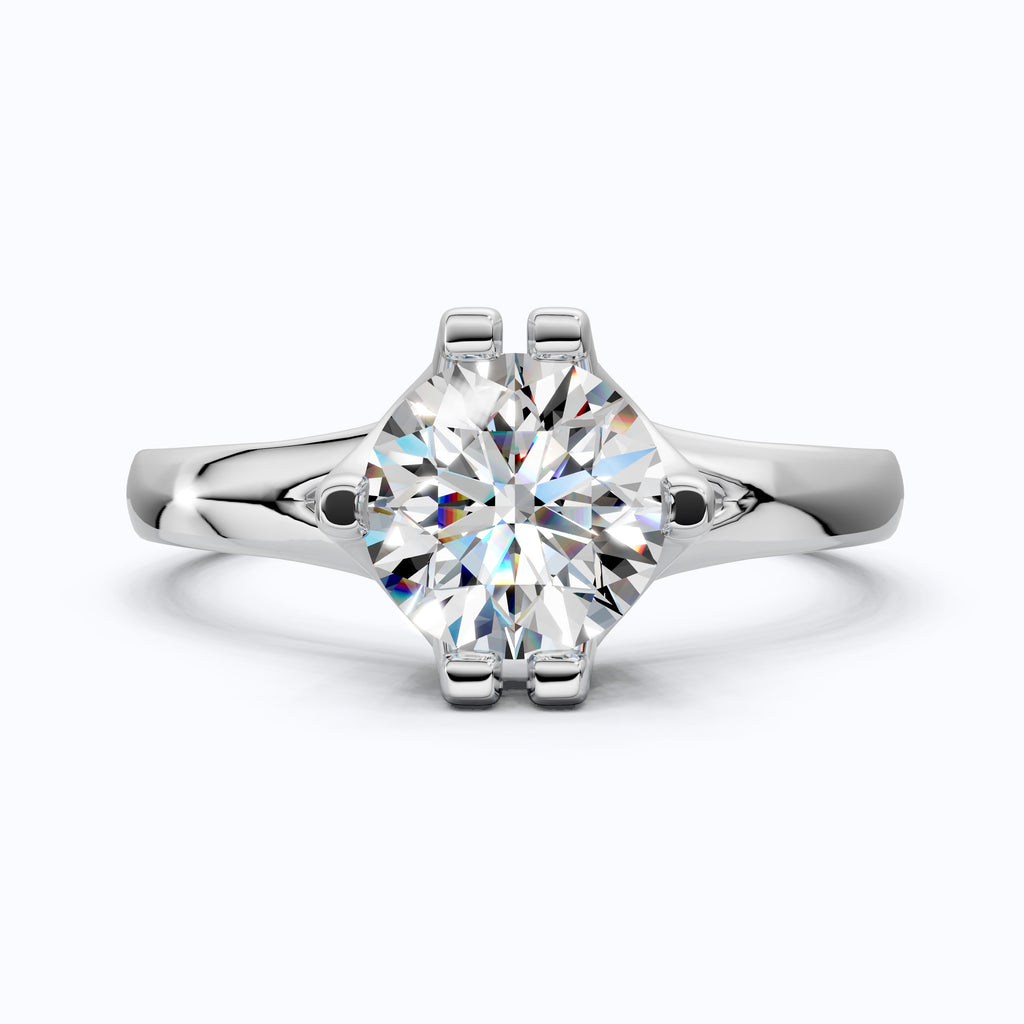 14K Rose Gold Solitaire Lab Diamond Engagement Ring– Wedding Gift for Her, Handmade Fine Jewelry