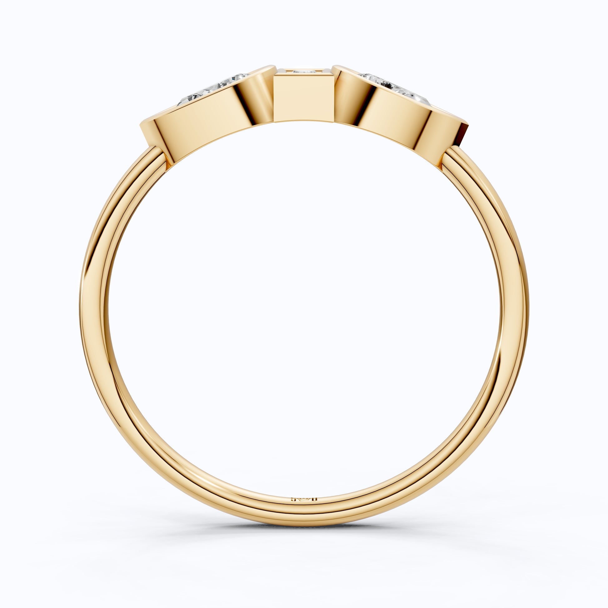 Unique Bezel Set Three Stone Engagement Ring in 14K Solid Gold, 0.36 TCW Pear/Baguette Cut Lab Created Diamonds, Birthday Gift for Her, Daily Wear Ring