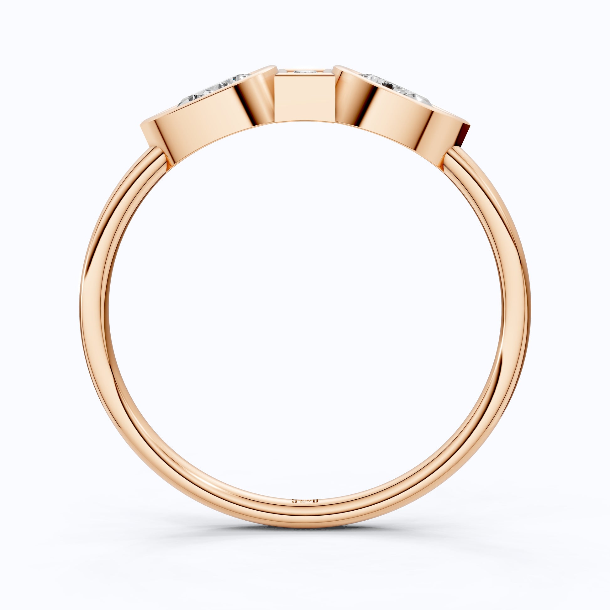 Unique Bezel Set Three Stone Engagement Ring in 14K Solid Gold, 0.36 TCW Pear/Baguette Cut Lab Created Diamonds, Birthday Gift for Her, Daily Wear Ring