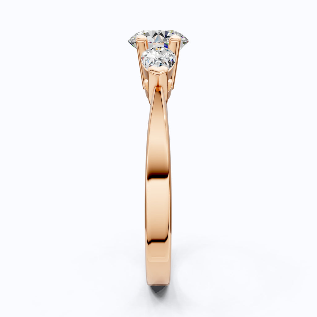 Elegant Three Stone Engagement Ring in 14K Yellow Gold, 1.05 TCW Pear/Round Cut Lab Grown Diamonds, Antique Simple Ring, Anniversary Gift For Her