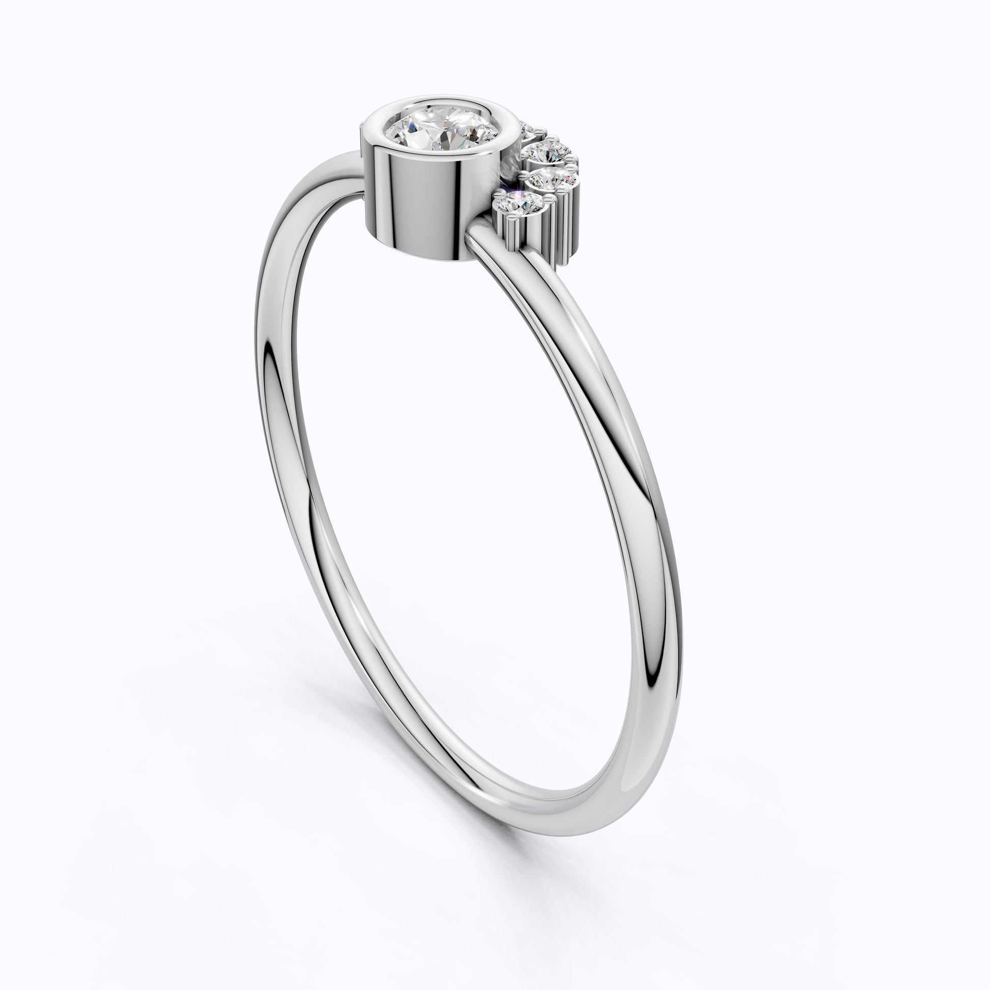 Chic Half Halo Diamond Wedding Ring in 14K Solid Gold, 0.14 TCW Round Cut Lab Created Diamonds, Birthday Gift For Her, Everyday Jewelry