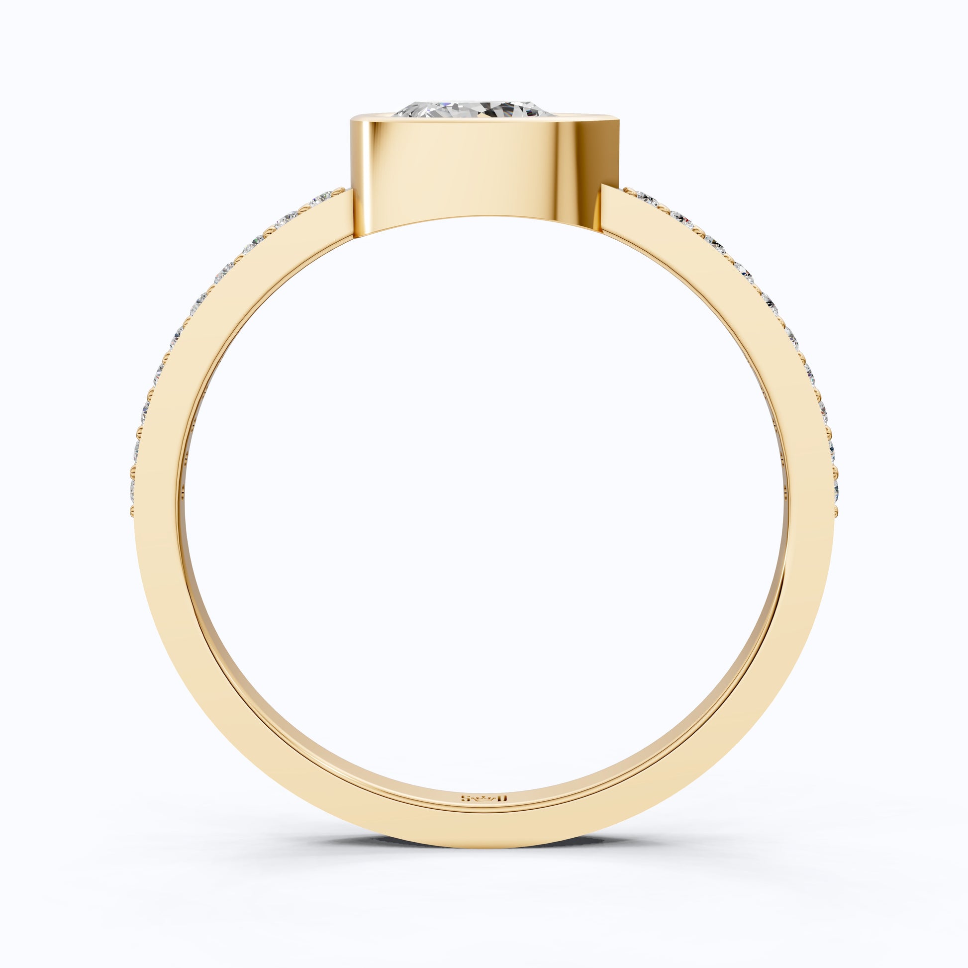 Dainty Bezel Set Pavé Engagement Ring in 14K Solid Gold, 0.50 CT Pear Cut Lab Created Diamond, Bridal Jewelry, Gift For Her, Daily Wear Ring