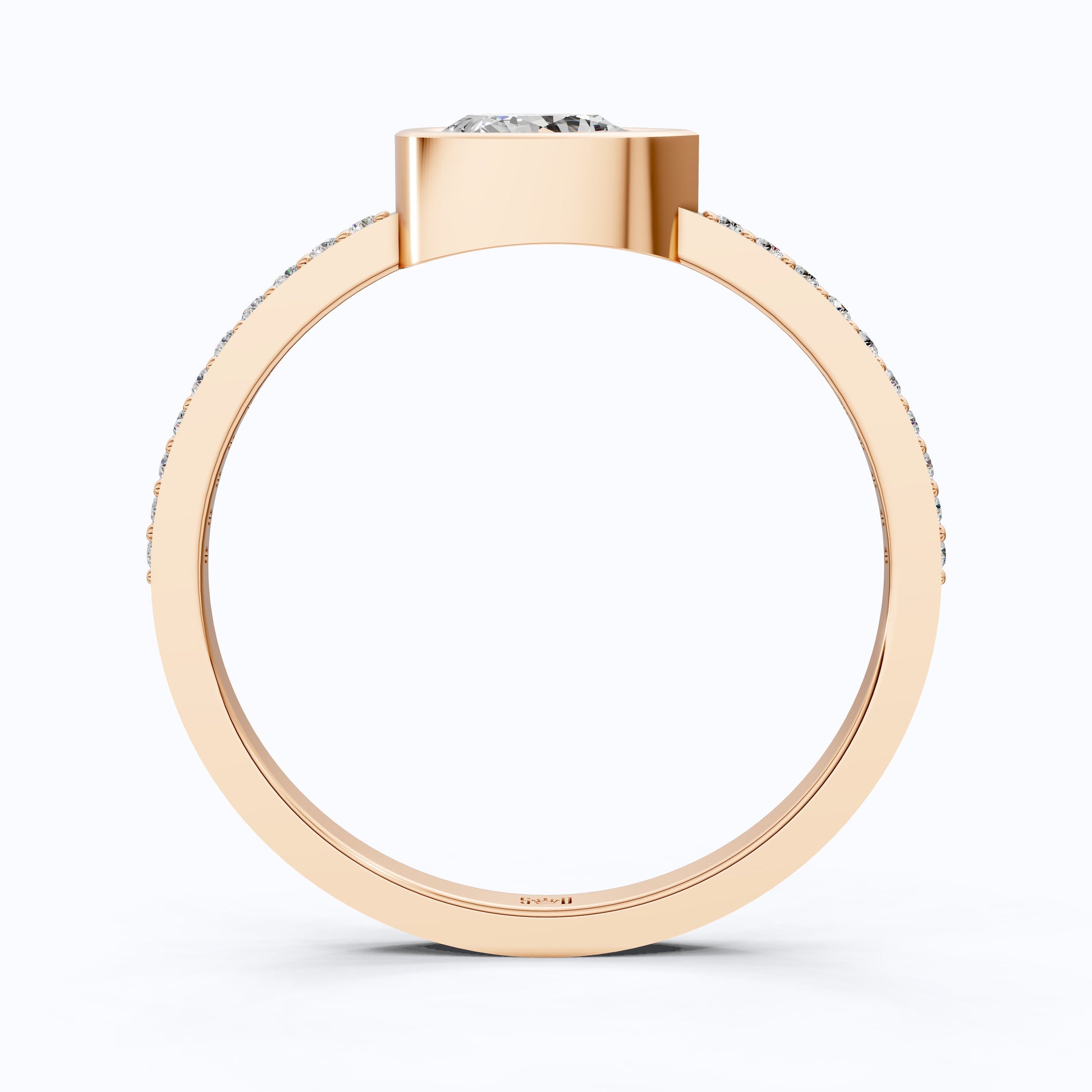 Dainty Bezel Set Pavé Engagement Ring in 14K Solid Gold, 0.50 CT Pear Cut Lab Created Diamond, Bridal Jewelry, Gift For Her, Daily Wear Ring