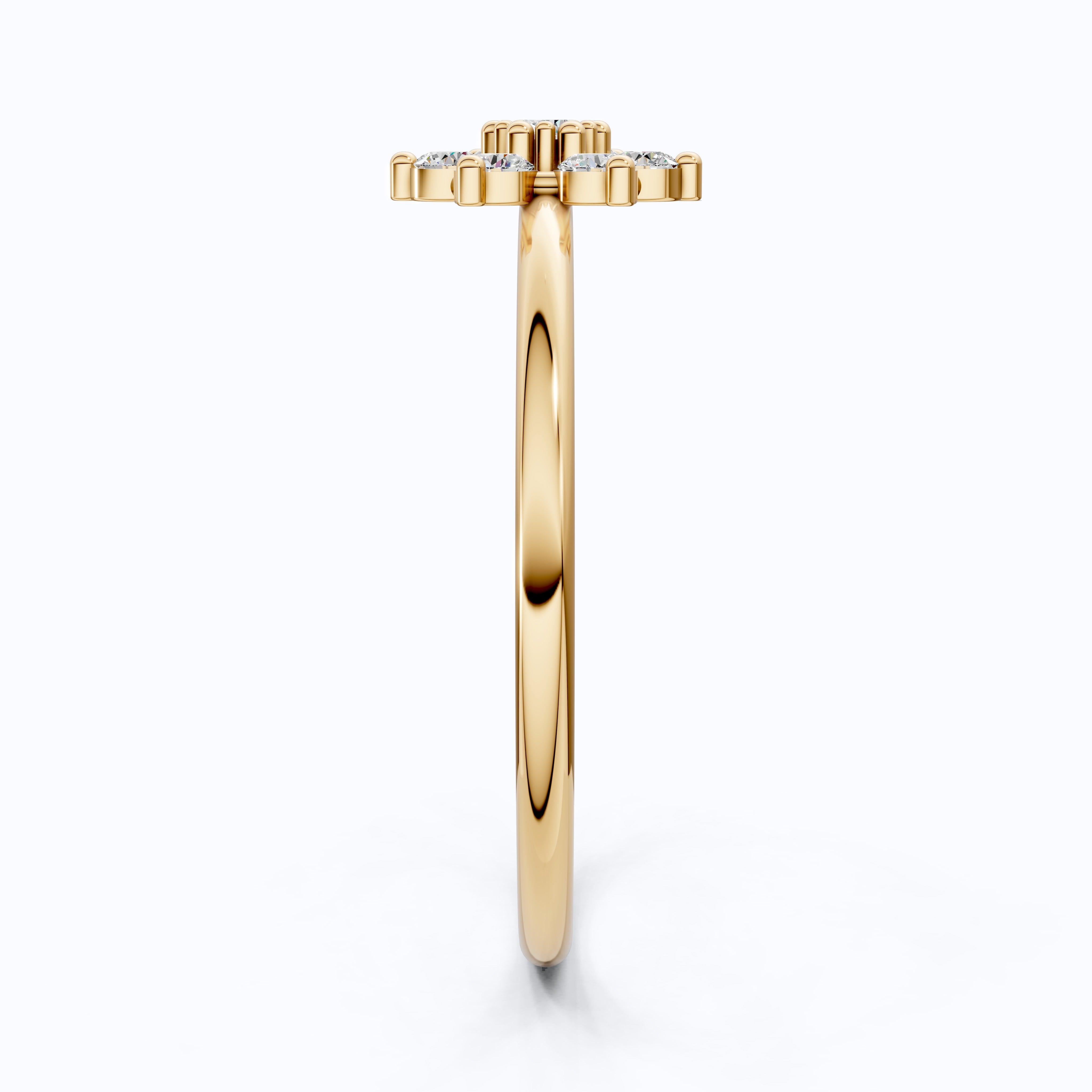 Petite Floral Cluster Engagement Ring in 14K Solid Gold, 0.19 TCW Round Cut Lab Created Diamonds, Bridal jewelry, Promise Ring