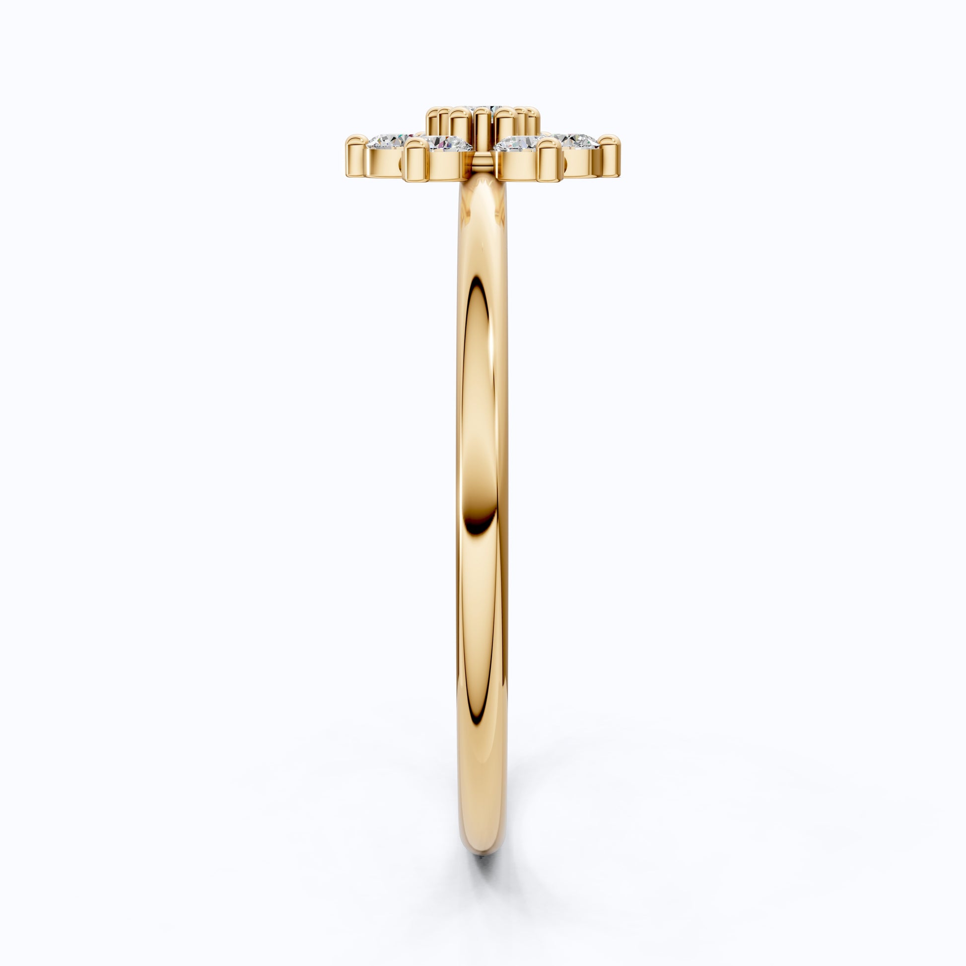 Petite Floral Cluster Engagement Ring in 14K Solid Gold, 0.19 TCW Round Cut Lab Created Diamonds, Bridal jewelry, Promise Ring