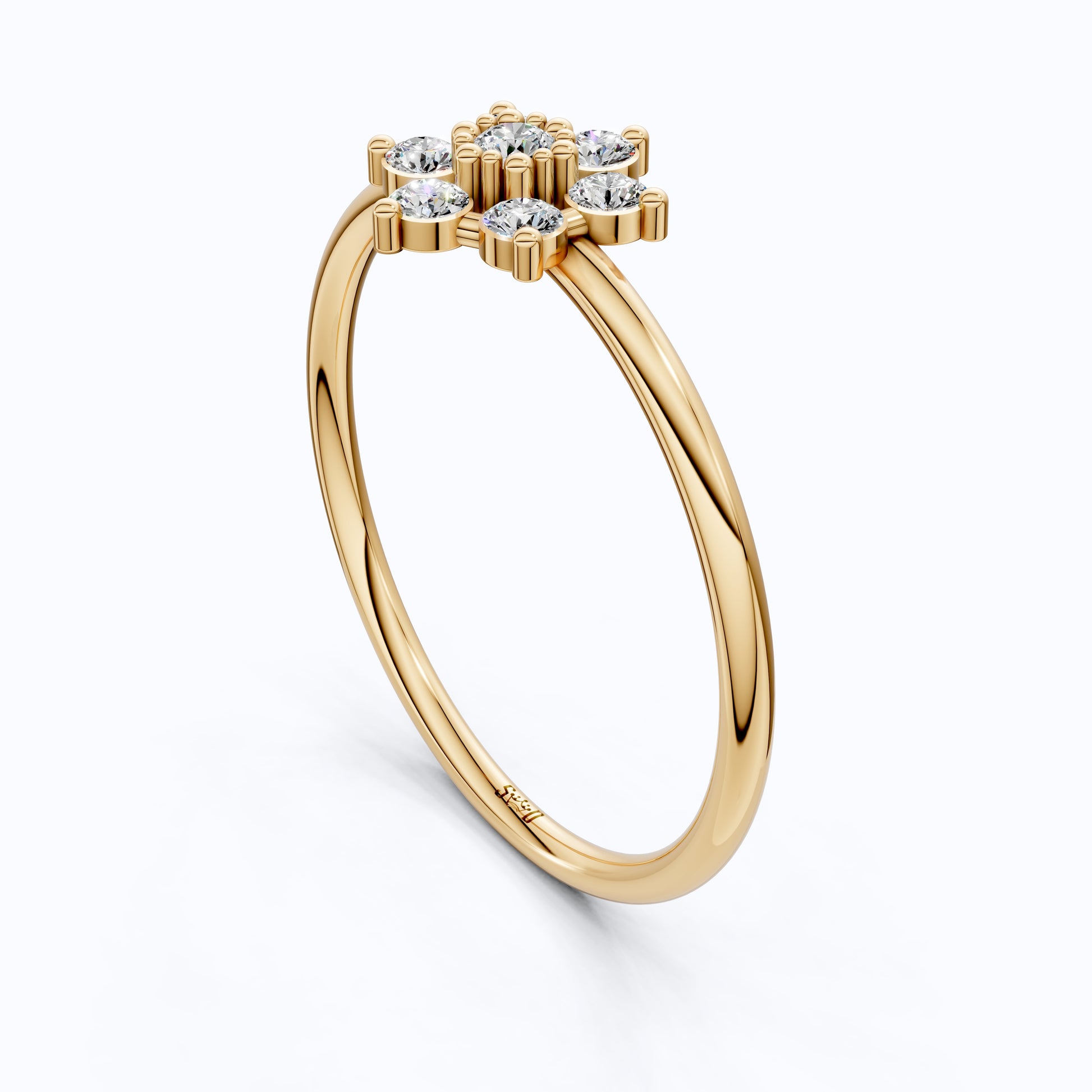 Petite Floral Cluster Engagement Ring in 14K Solid Gold, 0.19 TCW Round Cut Lab Created Diamonds, Bridal jewelry, Promise Ring