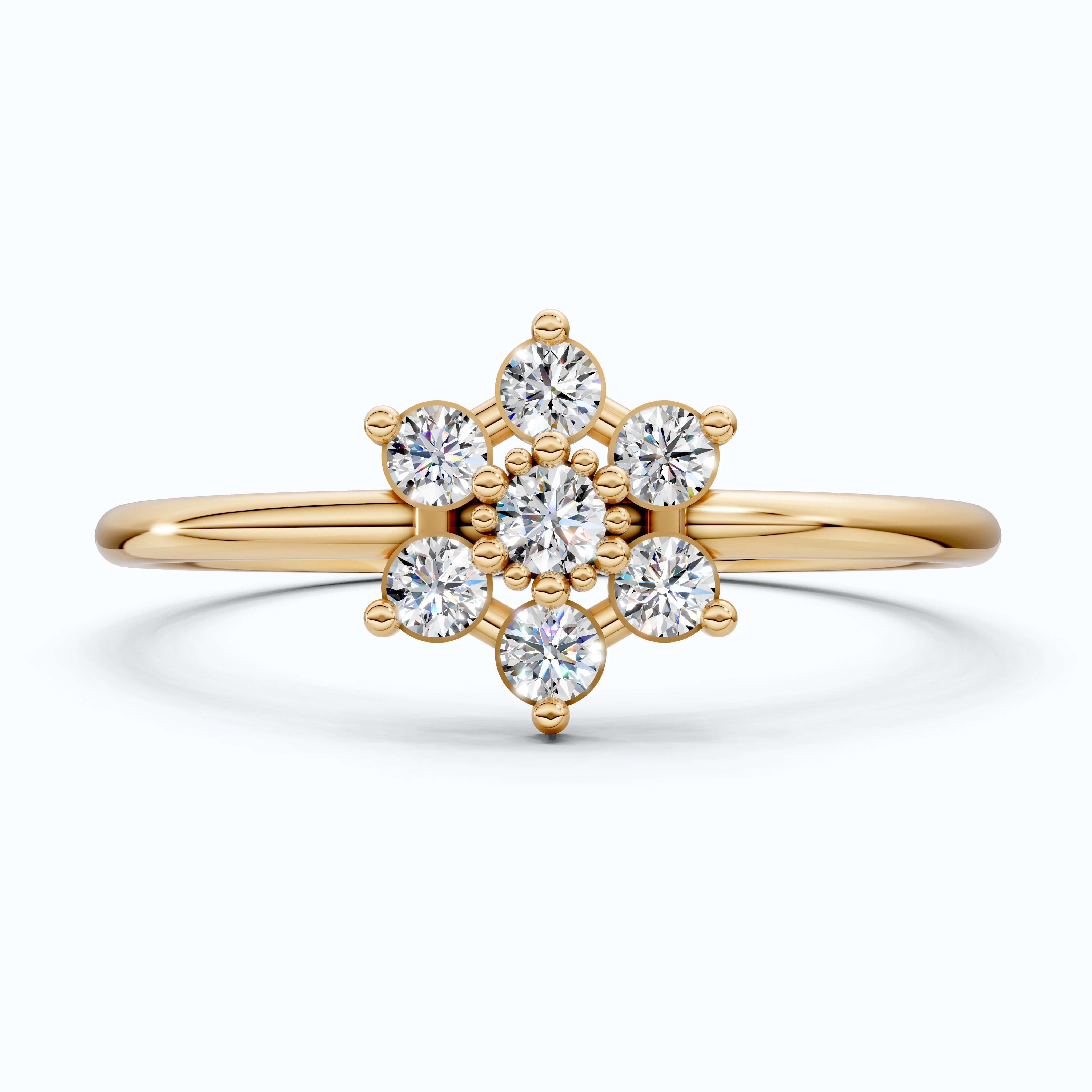 Petite Floral Cluster Engagement Ring in 14K Solid Gold, 0.19 TCW Round Cut Lab Created Diamonds, Bridal jewelry, Promise Ring