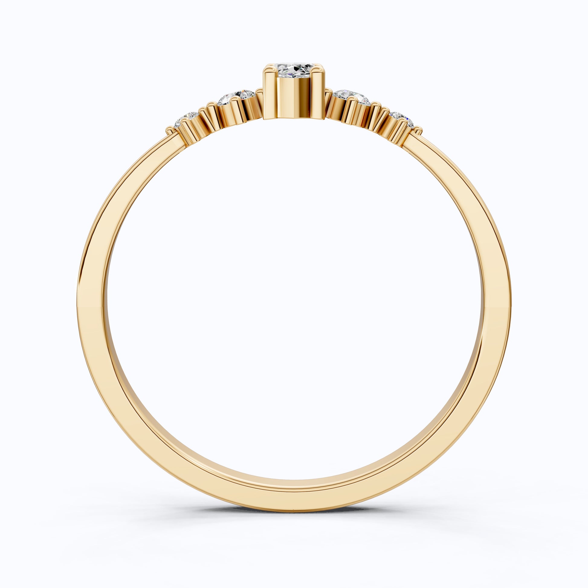 Minimalist Marquise Statement Engagement Ring in 14K Solid Gold, 0.14 CT Marquise Cut Lab Created Diamond, Dainty Ring, Wedding Gift For Wife