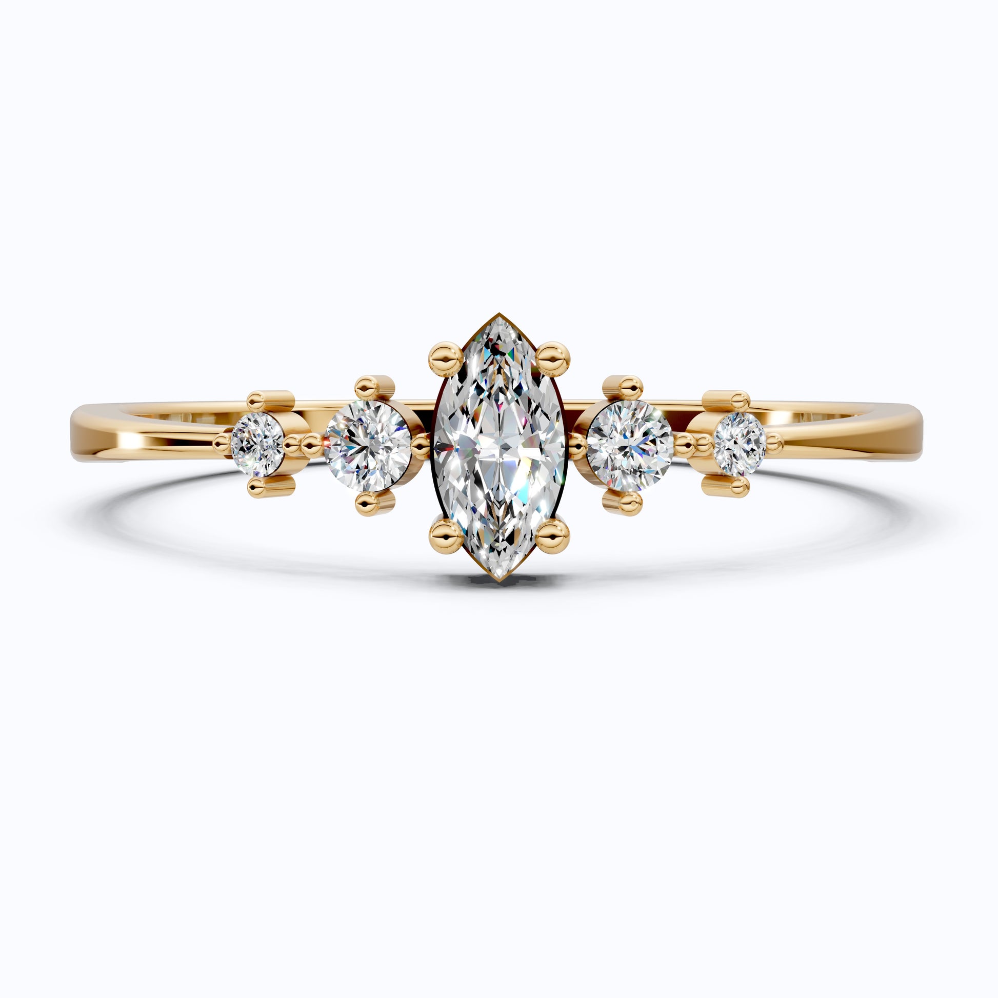 Minimalist Marquise Statement Engagement Ring in 14K Solid Gold, 0.14 CT Marquise Cut Lab Created Diamond, Dainty Ring, Wedding Gift For Wife