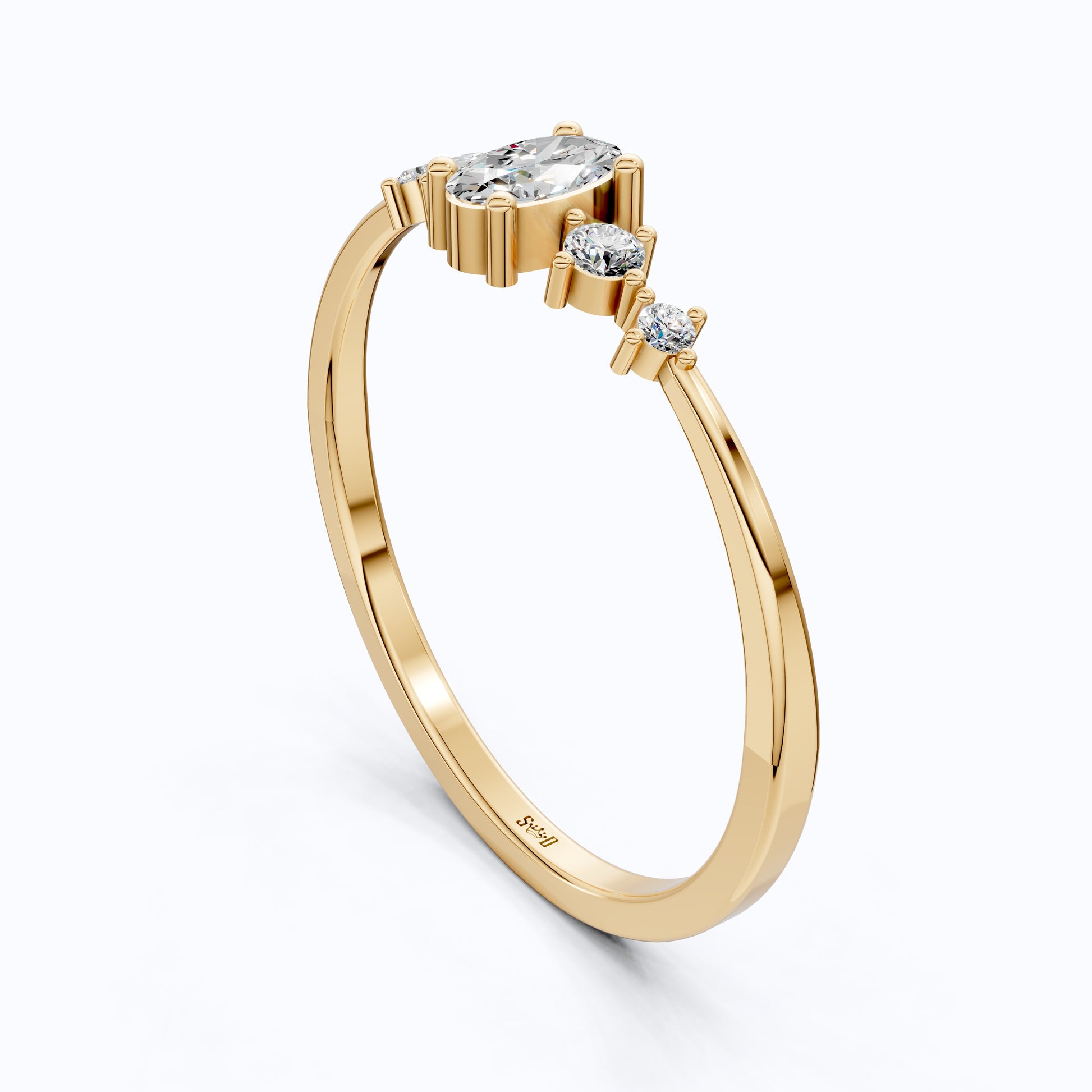 Vintage-Inspired Oval Stacker Wedding Ring in 14K Solid Gold, 0.18 CT Oval Cut Lab Grown Diamond, Promise Ring, Anniversary Gift For Her