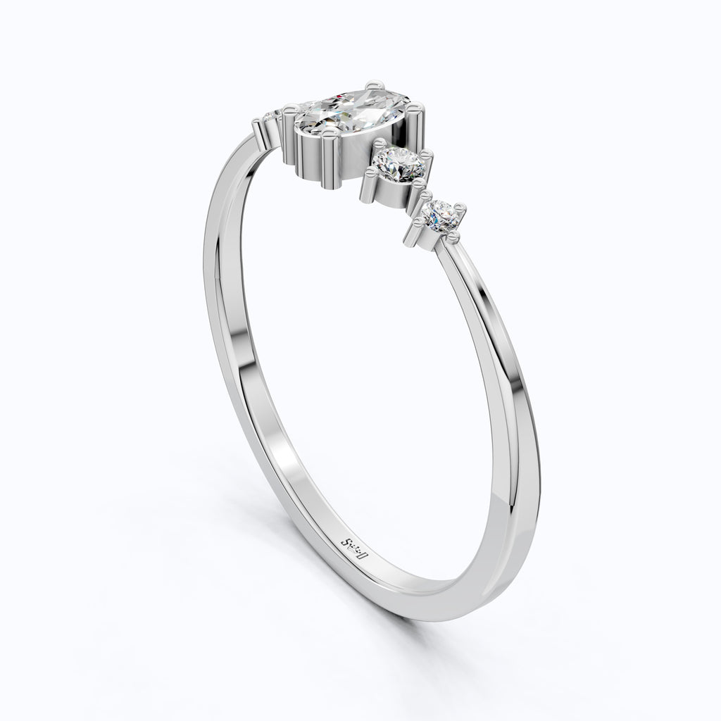 Vintage-Inspired Oval Stacker Wedding Ring in 14K Solid Gold, 0.18 CT Oval Cut Lab Grown Diamond, Promise Ring, Anniversary Gift For Her