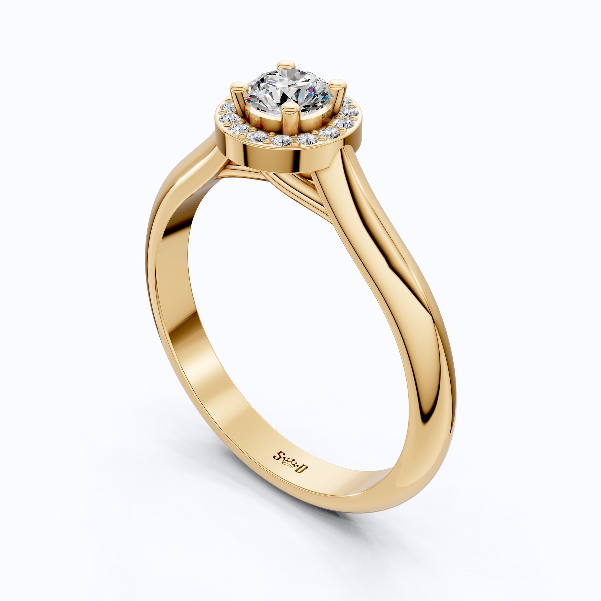 Everyday Halo Engagement Ring in Lab Diamond – Solid 9k/14k Gold or Sterling Silver Bridal Jewelry Gift for Women, Wedding Gift
