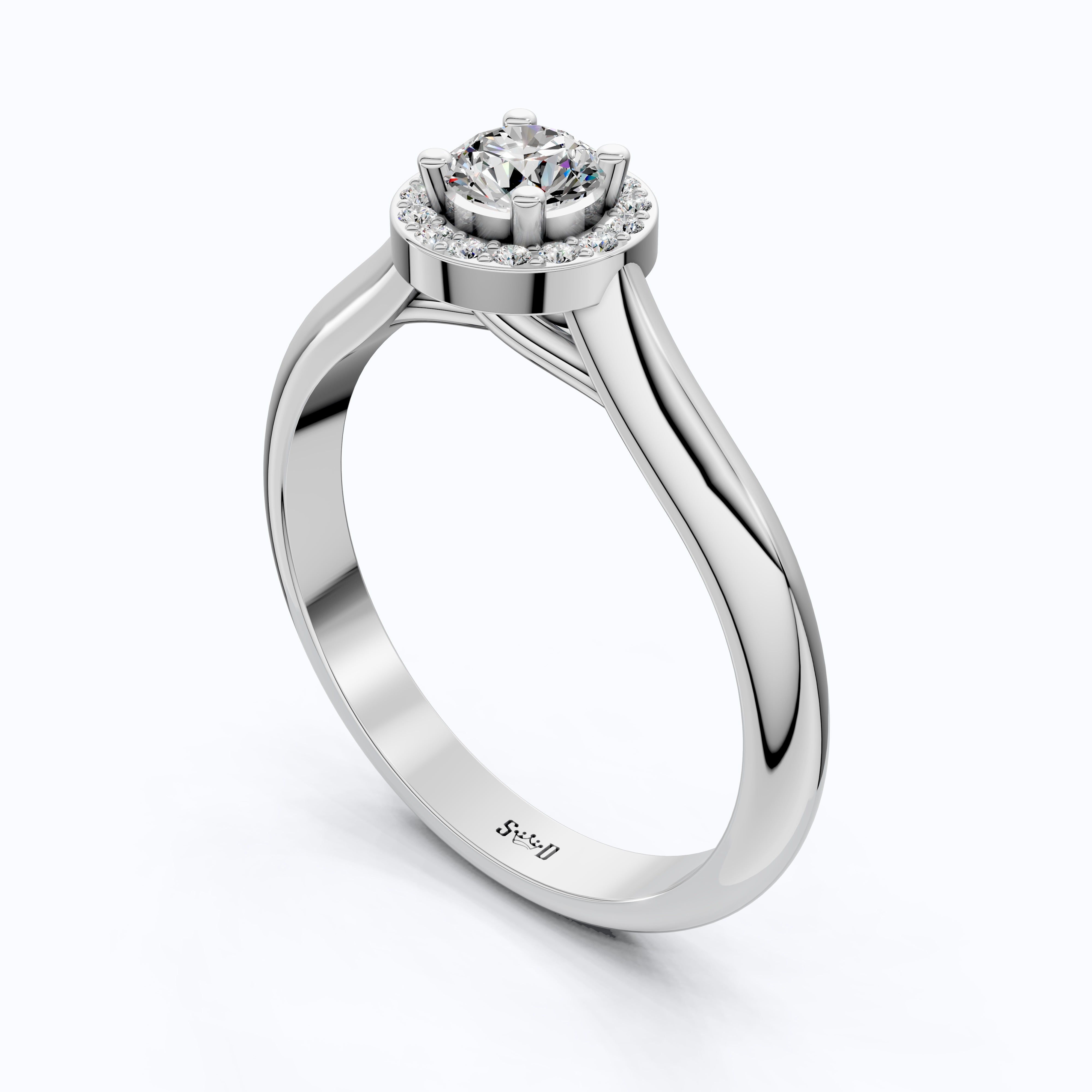 Everyday Halo Engagement Ring in Lab Diamond – Solid 9k/14k Gold or Sterling Silver Bridal Jewelry Gift for Women, Wedding Gift