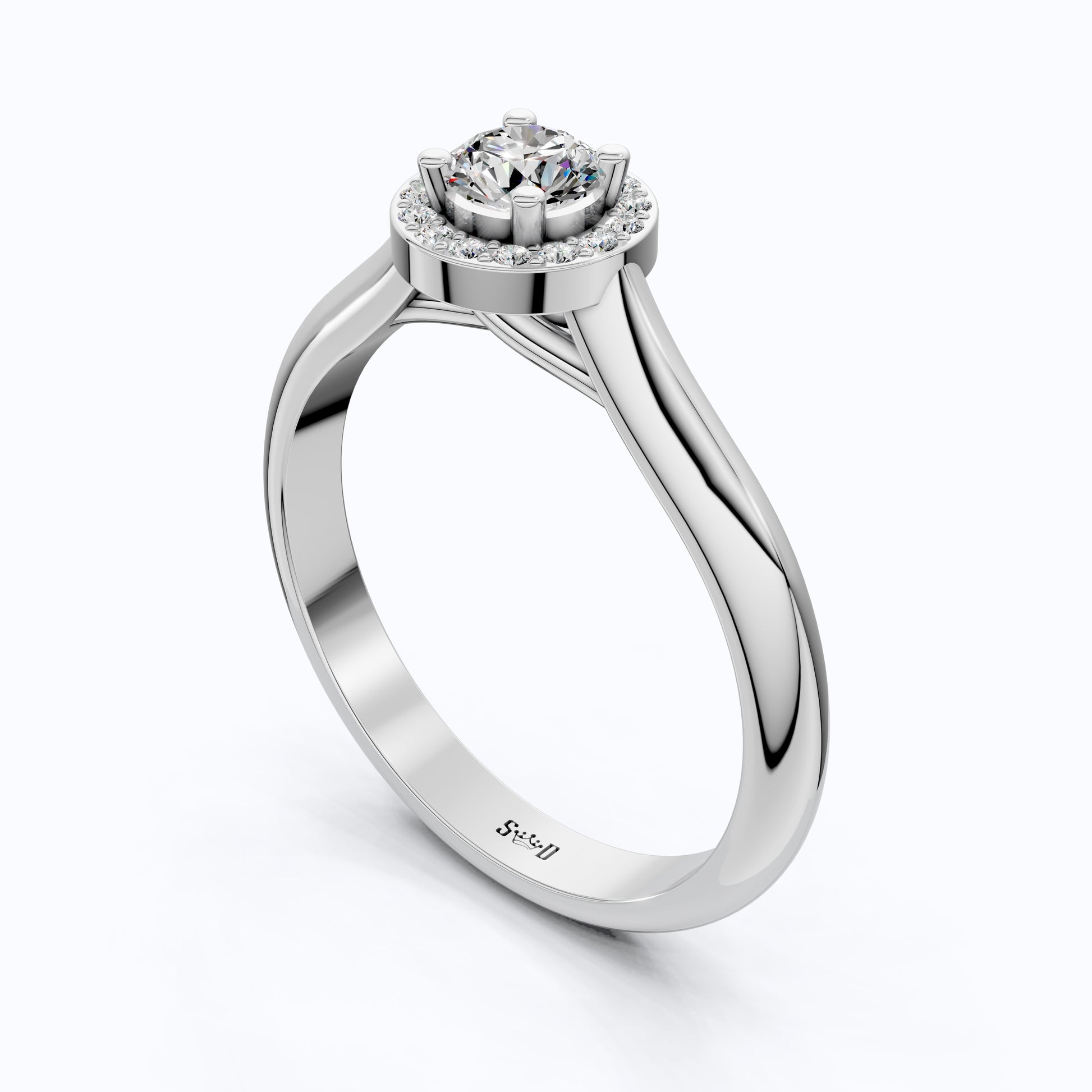 Everyday Halo Engagement Ring in Lab Diamond – Solid 9k/14k Gold or Sterling Silver Bridal Jewelry Gift for Women, Wedding Gift