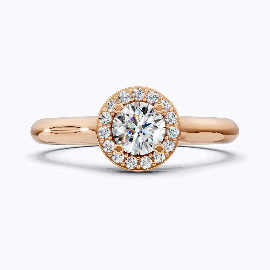 Everyday Halo Engagement Ring in Lab Diamond – Solid 9k/14k Gold or Sterling Silver Bridal Jewelry Gift for Women, Wedding Gift