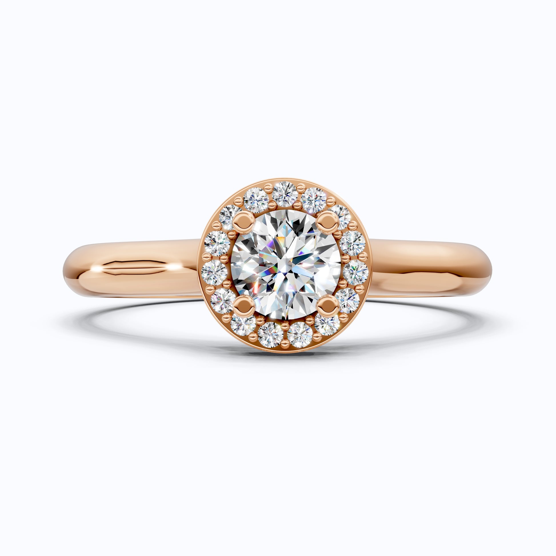 Everyday Halo Engagement Ring in Lab Diamond – Solid 9k/14k Gold or Sterling Silver Bridal Jewelry Gift for Women, Wedding Gift