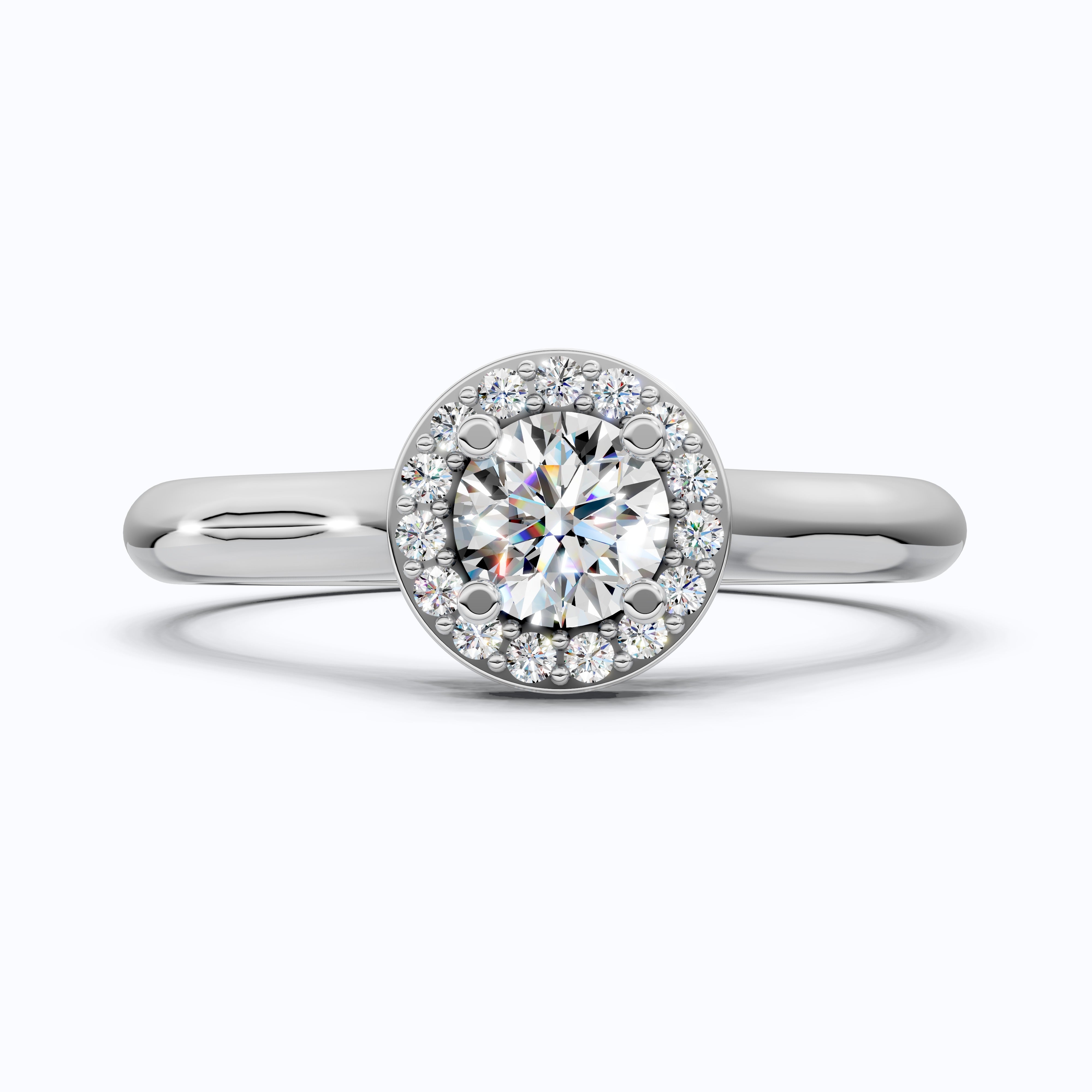 Everyday Halo Engagement Ring in Lab Diamond – Solid 9k/14k Gold or Sterling Silver Bridal Jewelry Gift for Women, Wedding Gift