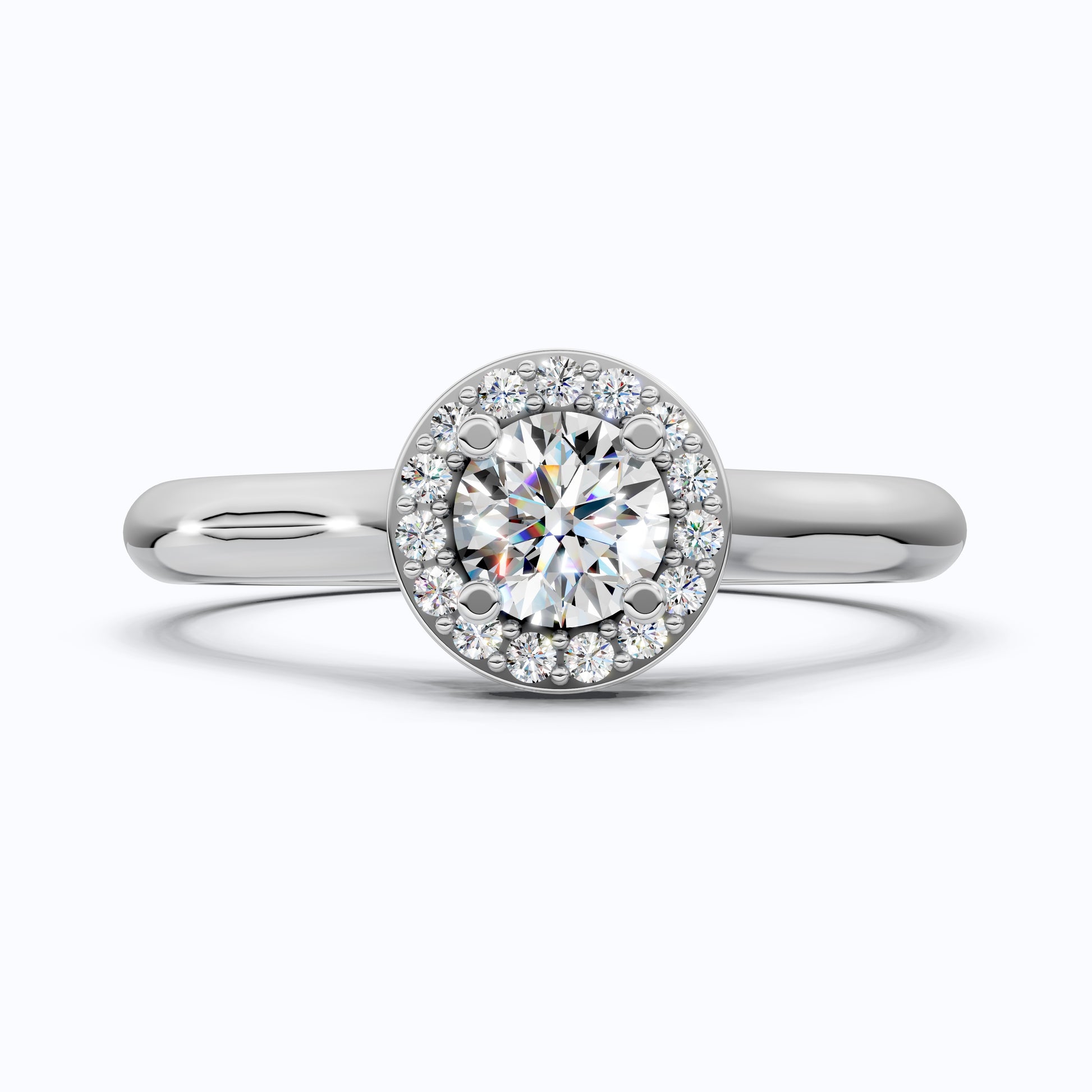 Everyday Halo Engagement Ring in Lab Diamond – Solid 9k/14k Gold or Sterling Silver Bridal Jewelry Gift for Women, Wedding Gift