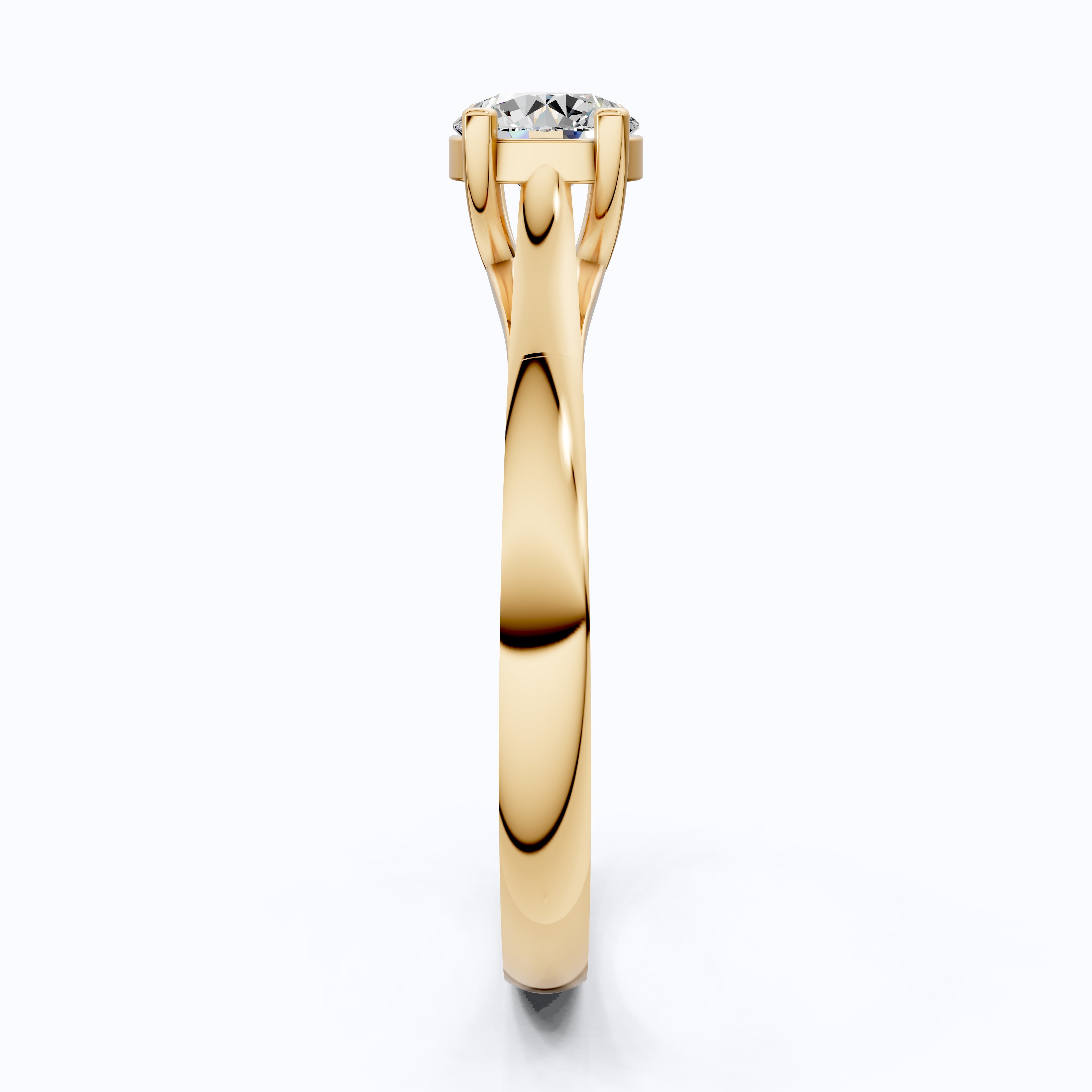 Classic Four Prong Solitaire Engagement Ring in 14K Solid Gold, 0.40 CT Round Cut Lab Created Diamond, Bridal Jewelry, Anniversary Gift For Her