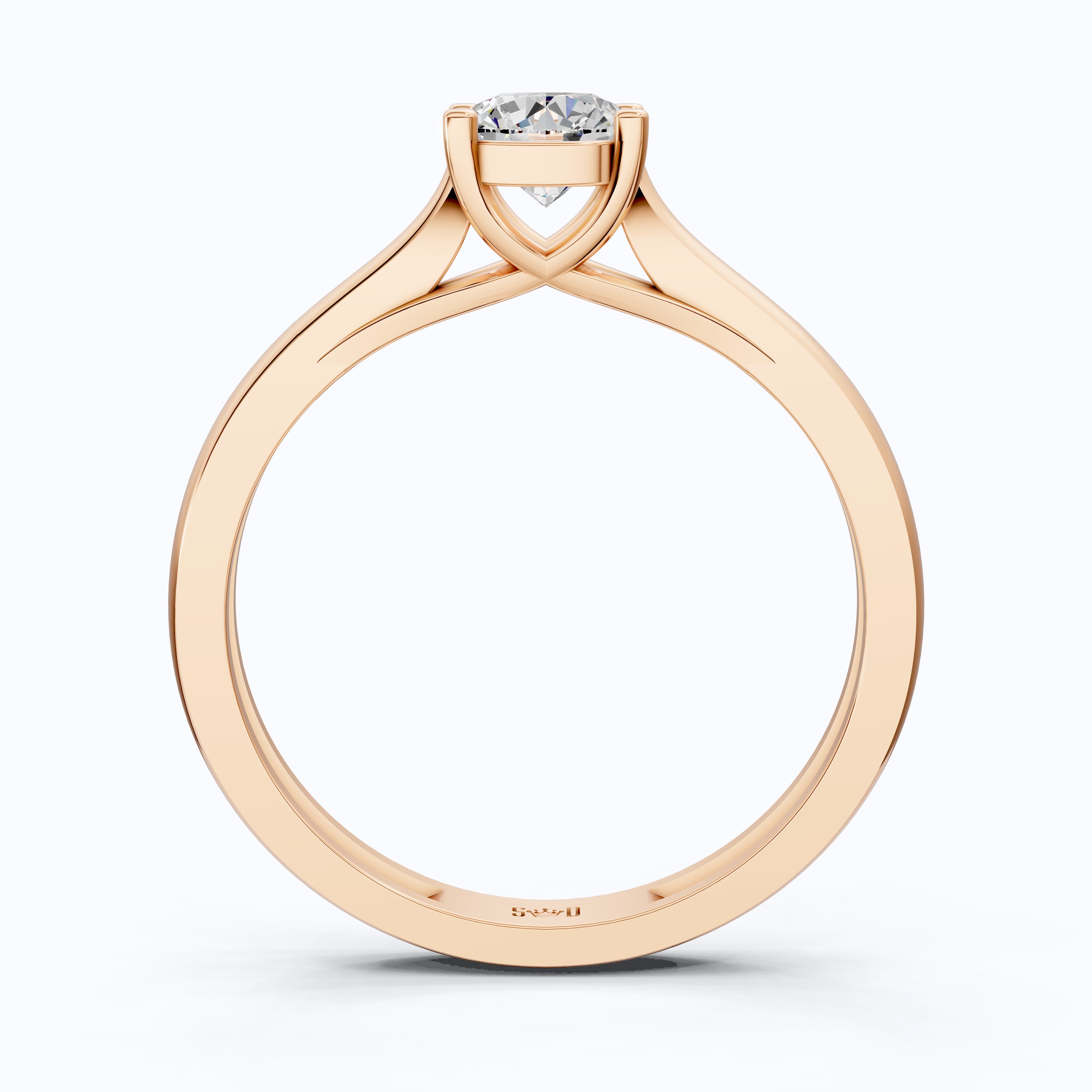 Classic Four Prong Solitaire Engagement Ring in 14K Solid Gold, 0.40 CT Round Cut Lab Created Diamond, Bridal Jewelry, Anniversary Gift For Her