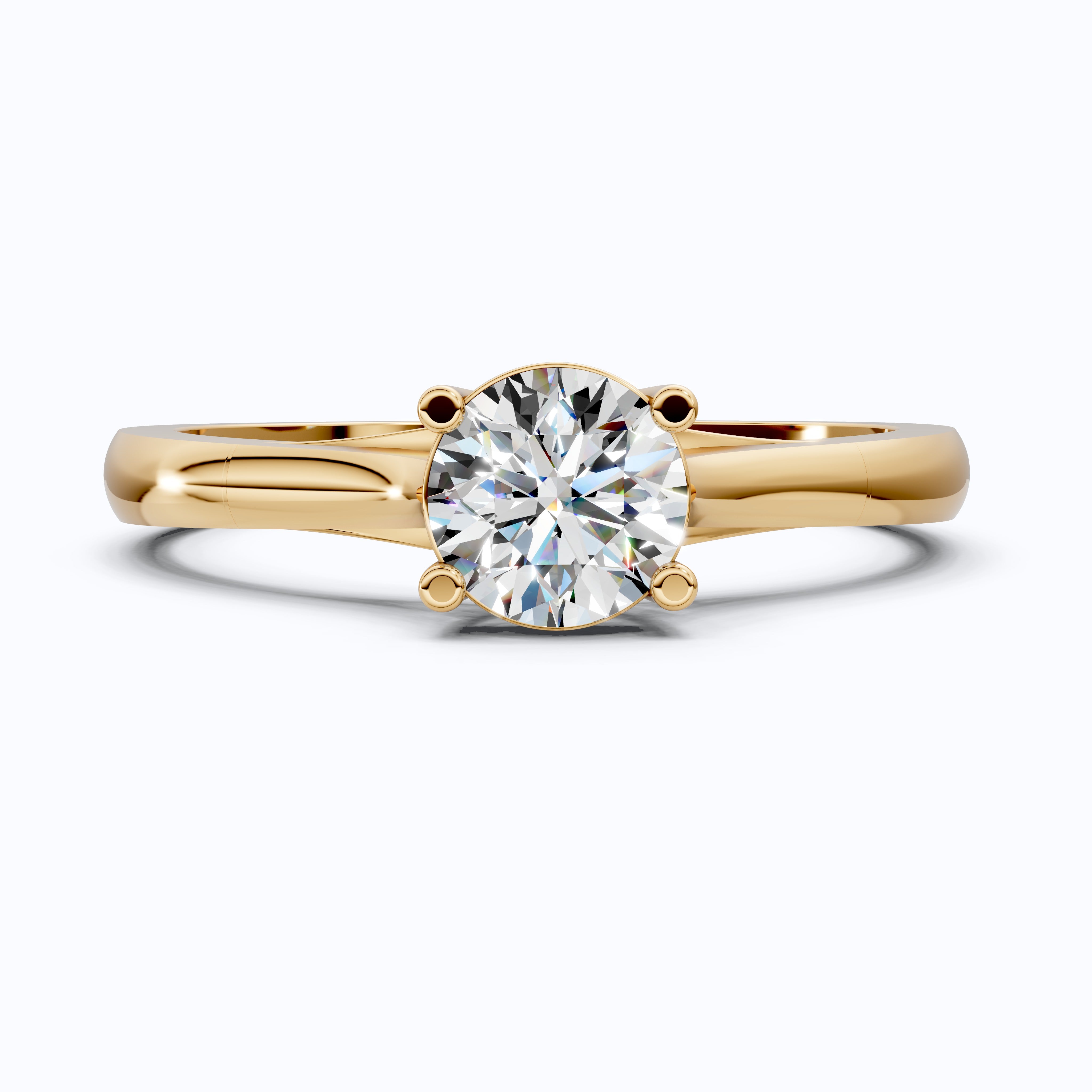Classic Four Prong Solitaire Engagement Ring in 14K Solid Gold, 0.40 CT Round Cut Lab Created Diamond, Bridal Jewelry, Anniversary Gift For Her