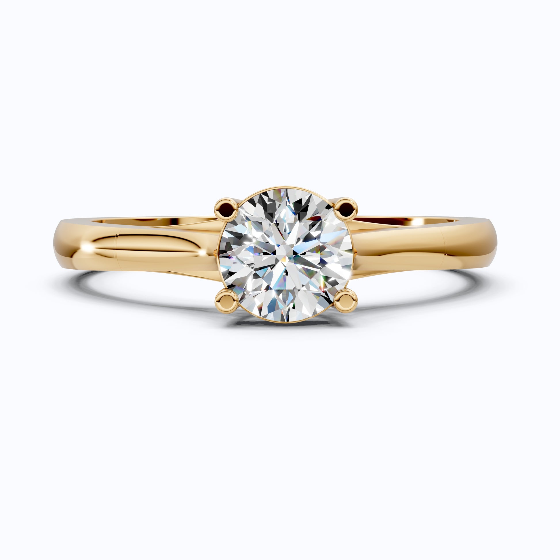 Classic Four Prong Solitaire Engagement Ring in 14K Solid Gold, 0.40 CT Round Cut Lab Created Diamond, Bridal Jewelry, Anniversary Gift For Her
