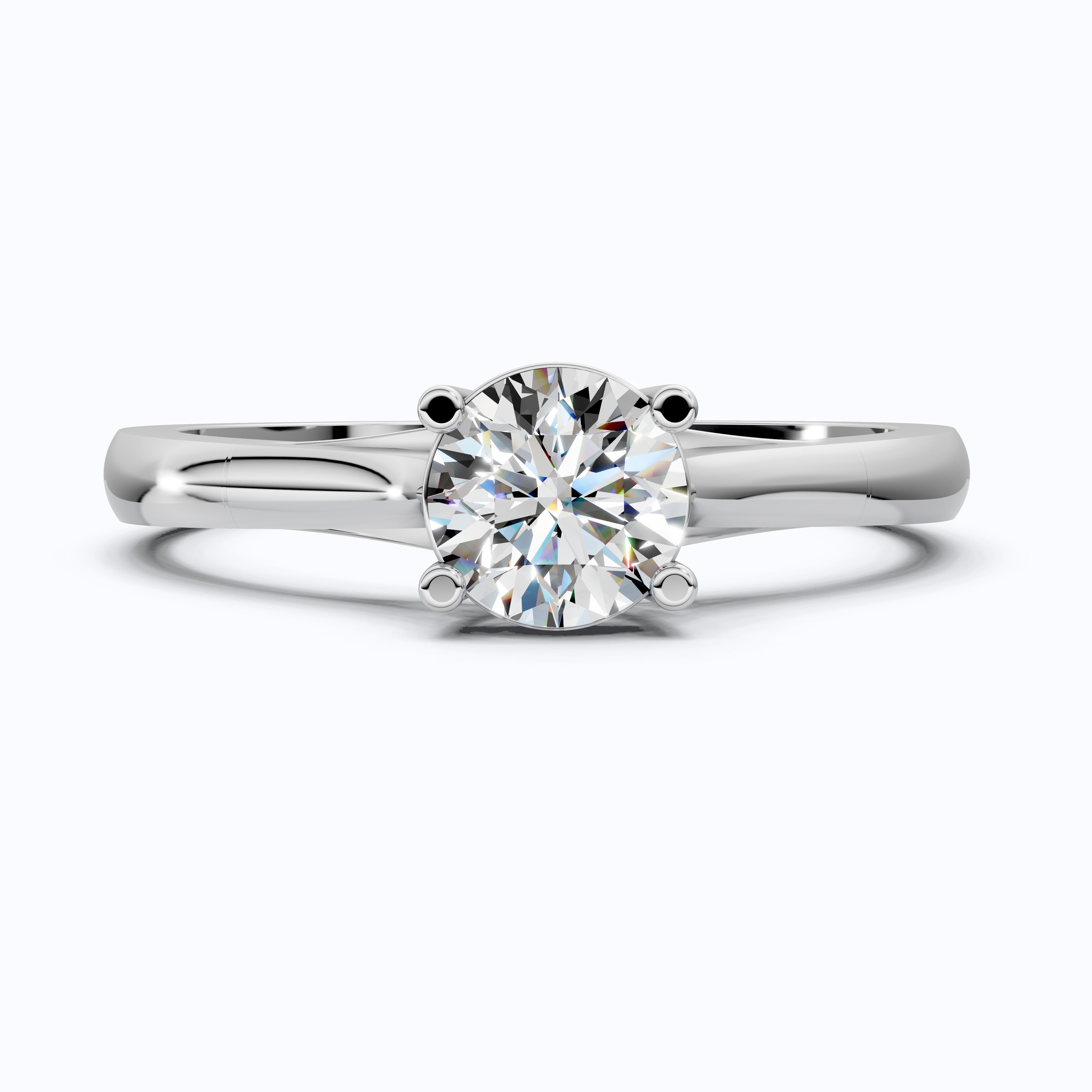 Classic Four Prong Solitaire Engagement Ring in 14K Solid Gold, 0.40 CT Round Cut Lab Created Diamond, Bridal Jewelry, Anniversary Gift For Her