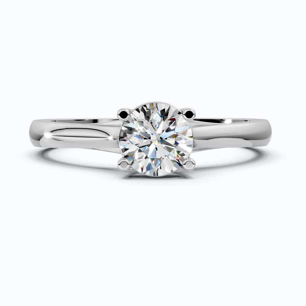 Classic Four Prong Solitaire Engagement Ring in 14K Solid Gold, 0.40 CT Round Cut Lab Created Diamond, Bridal Jewelry, Anniversary Gift For Her