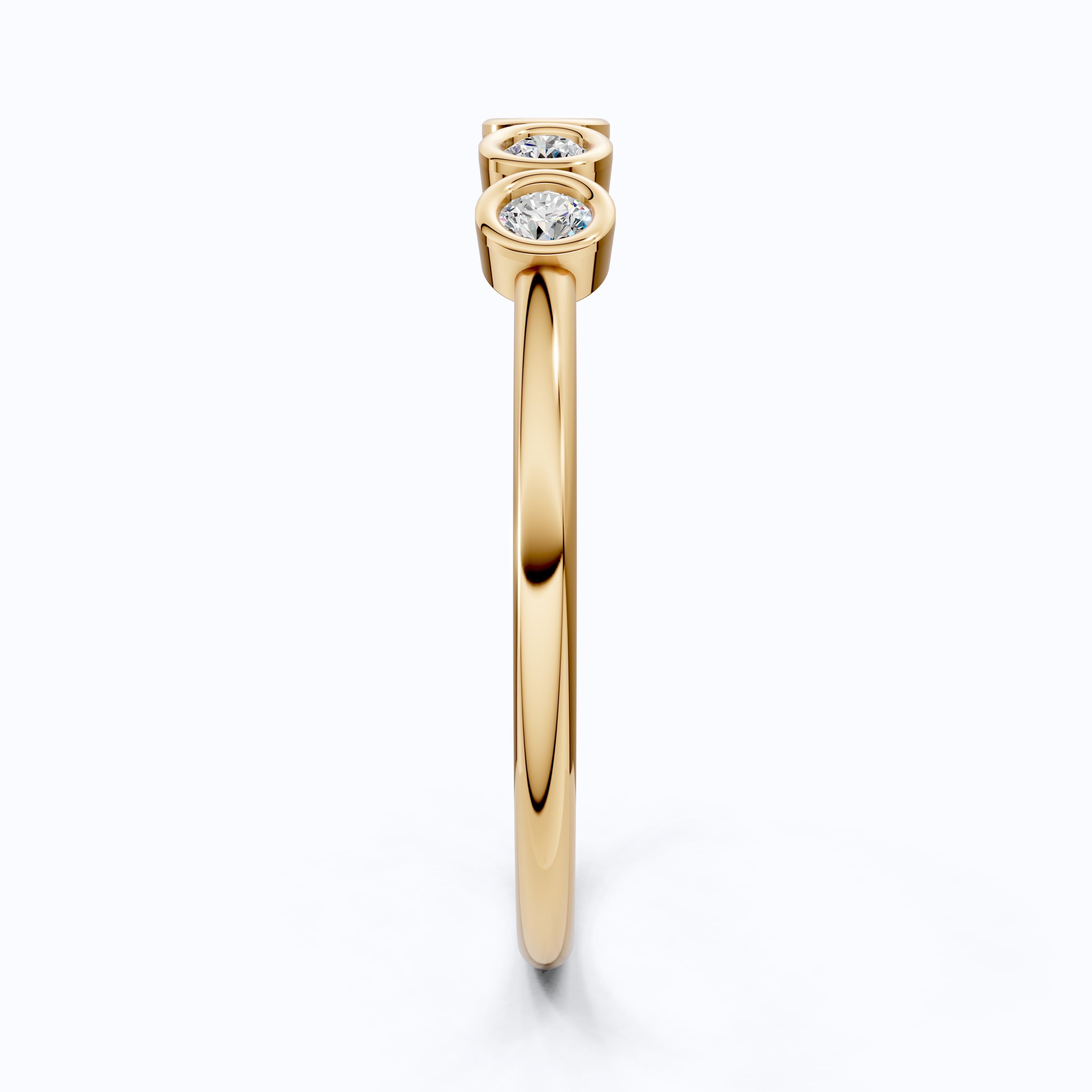 Modern Bezel Five Stone Stacker Ring in 14K Solid Gold, 0.18 TCW Round Cut Lab Diamonds, Promise Ring, Wedding Band Gift for Her, Bridal Jewelry