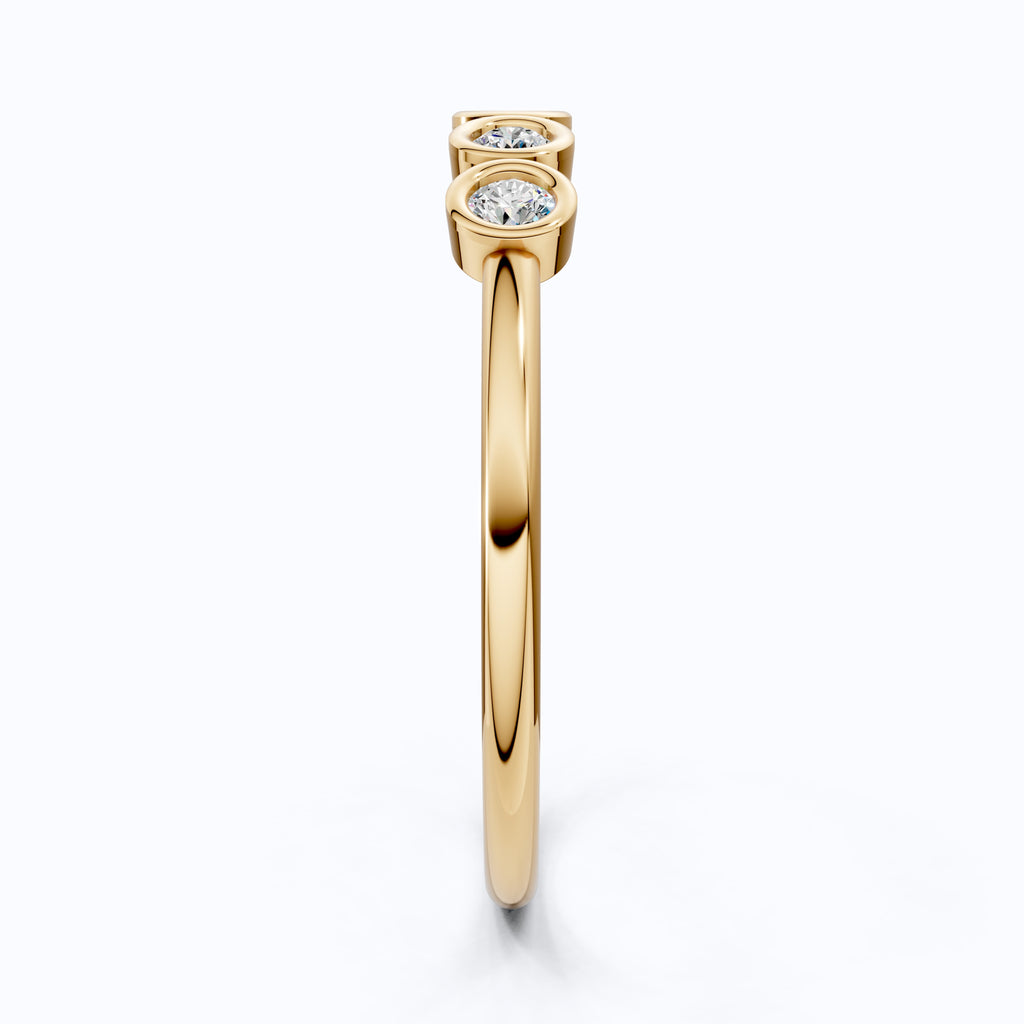 Modern Bezel Five Stone Stacker Ring in 14K Solid Gold, 0.18 TCW Round Cut Lab Diamonds, Promise Ring, Wedding Band Gift for Her, Bridal Jewelry