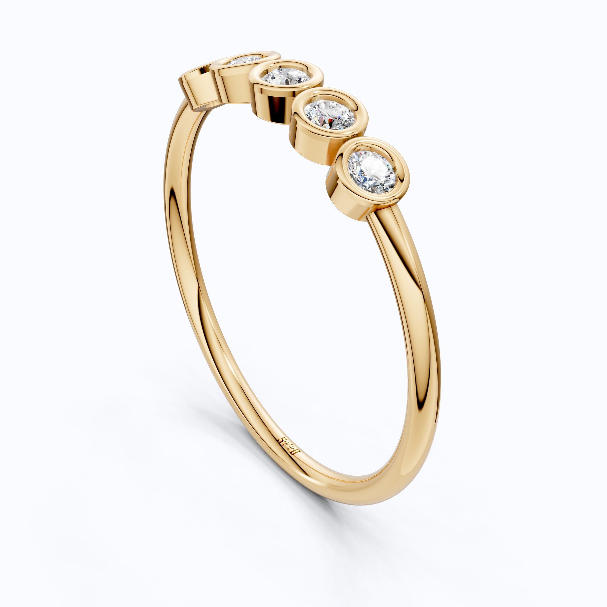 Modern Bezel Five Stone Stacker Ring in 14K Solid Gold, 0.18 TCW Round Cut Lab Diamonds, Promise Ring, Wedding Band Gift for Her, Bridal Jewelry