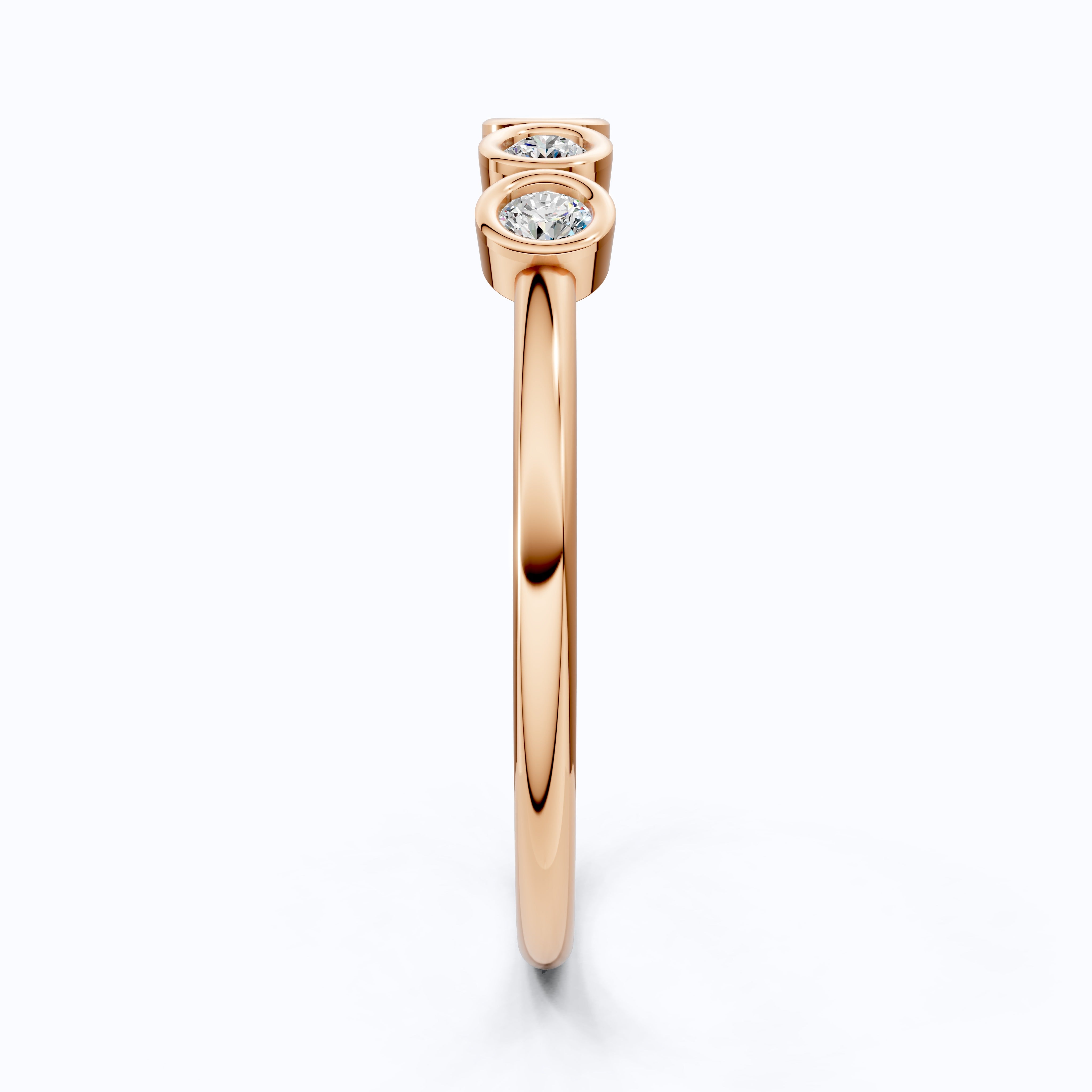 Modern Bezel Five Stone Stacker Ring in 14K Solid Gold, 0.18 TCW Round Cut Lab Diamonds, Promise Ring, Wedding Band Gift for Her, Bridal Jewelry