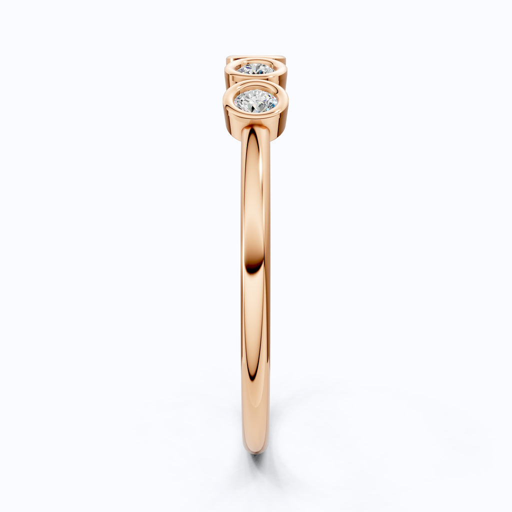 Modern Bezel Five Stone Stacker Ring in 14K Solid Gold, 0.18 TCW Round Cut Lab Diamonds, Promise Ring, Wedding Band Gift for Her, Bridal Jewelry