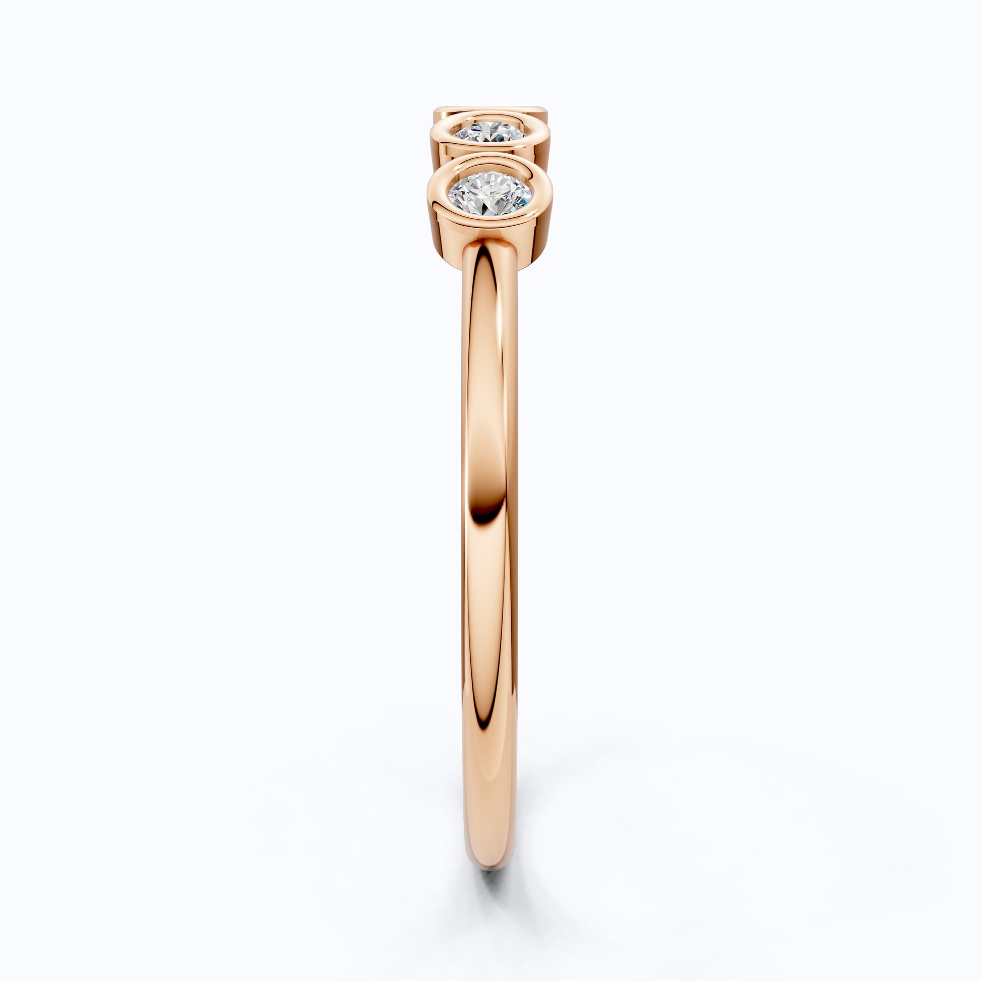 Modern Bezel Five Stone Stacker Ring in 14K Solid Gold, 0.18 TCW Round Cut Lab Diamonds, Promise Ring, Wedding Band Gift for Her, Bridal Jewelry