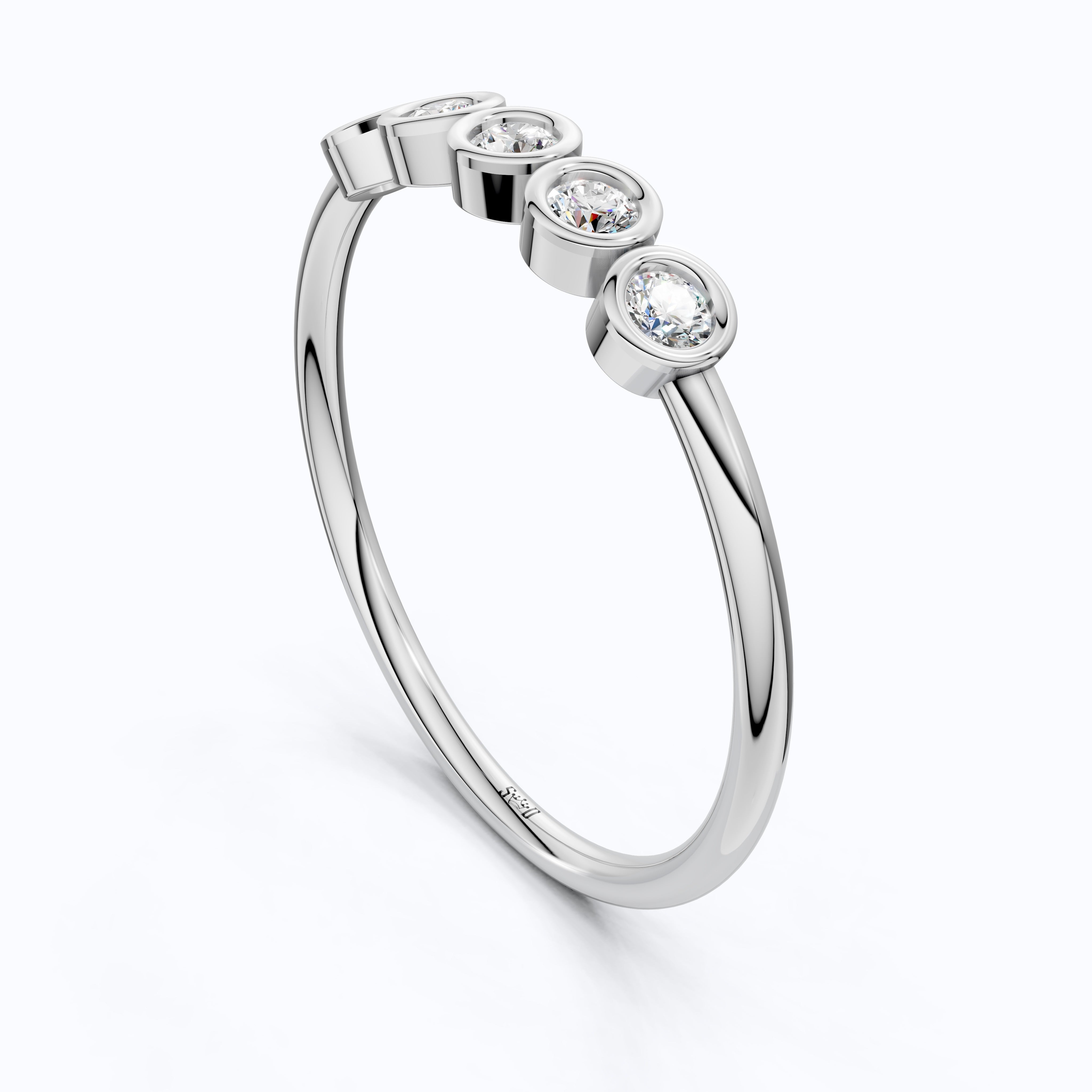 Modern Bezel Five Stone Stacker Ring in 14K Solid Gold, 0.18 TCW Round Cut Lab Diamonds, Promise Ring, Wedding Band Gift for Her, Bridal Jewelry